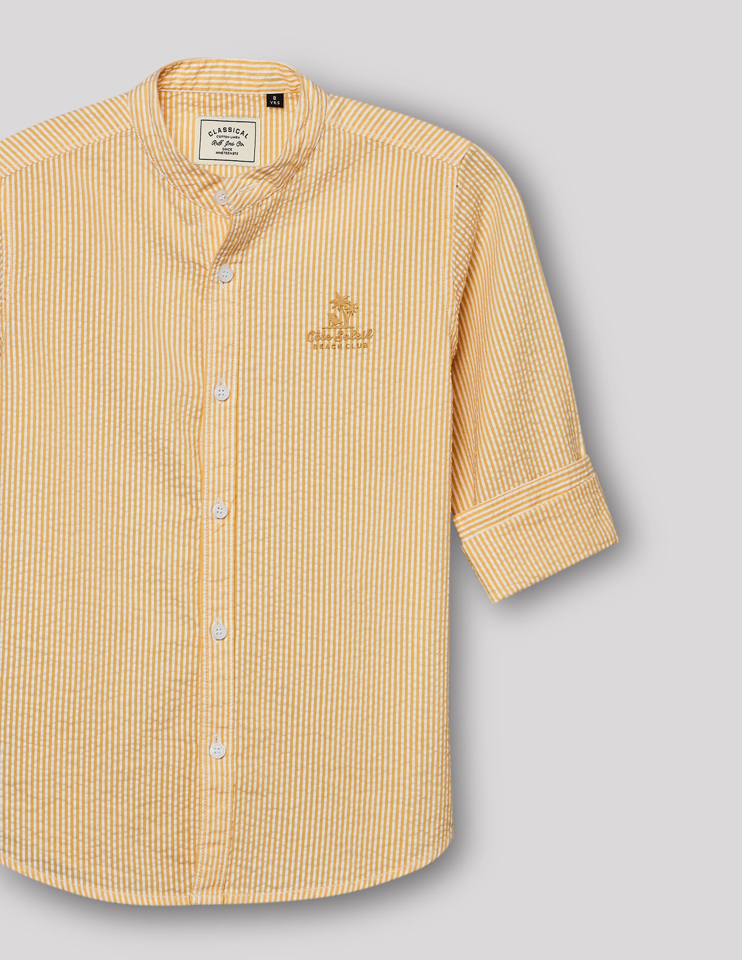 Boys Lemon Cotton Stripe Shirt – Full Sleeve