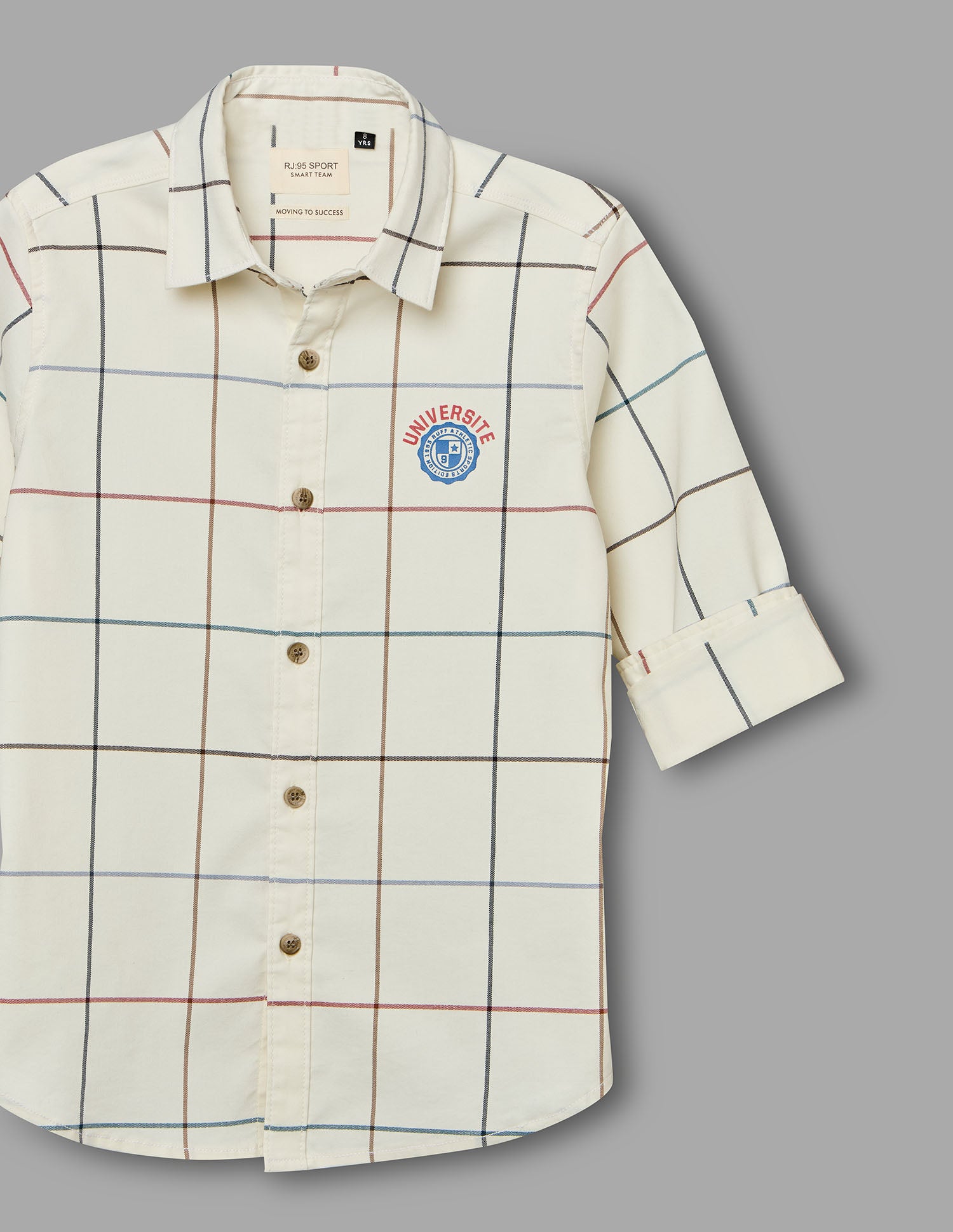 Boys Cream Cotton Checks Shirt – Full Sleeve