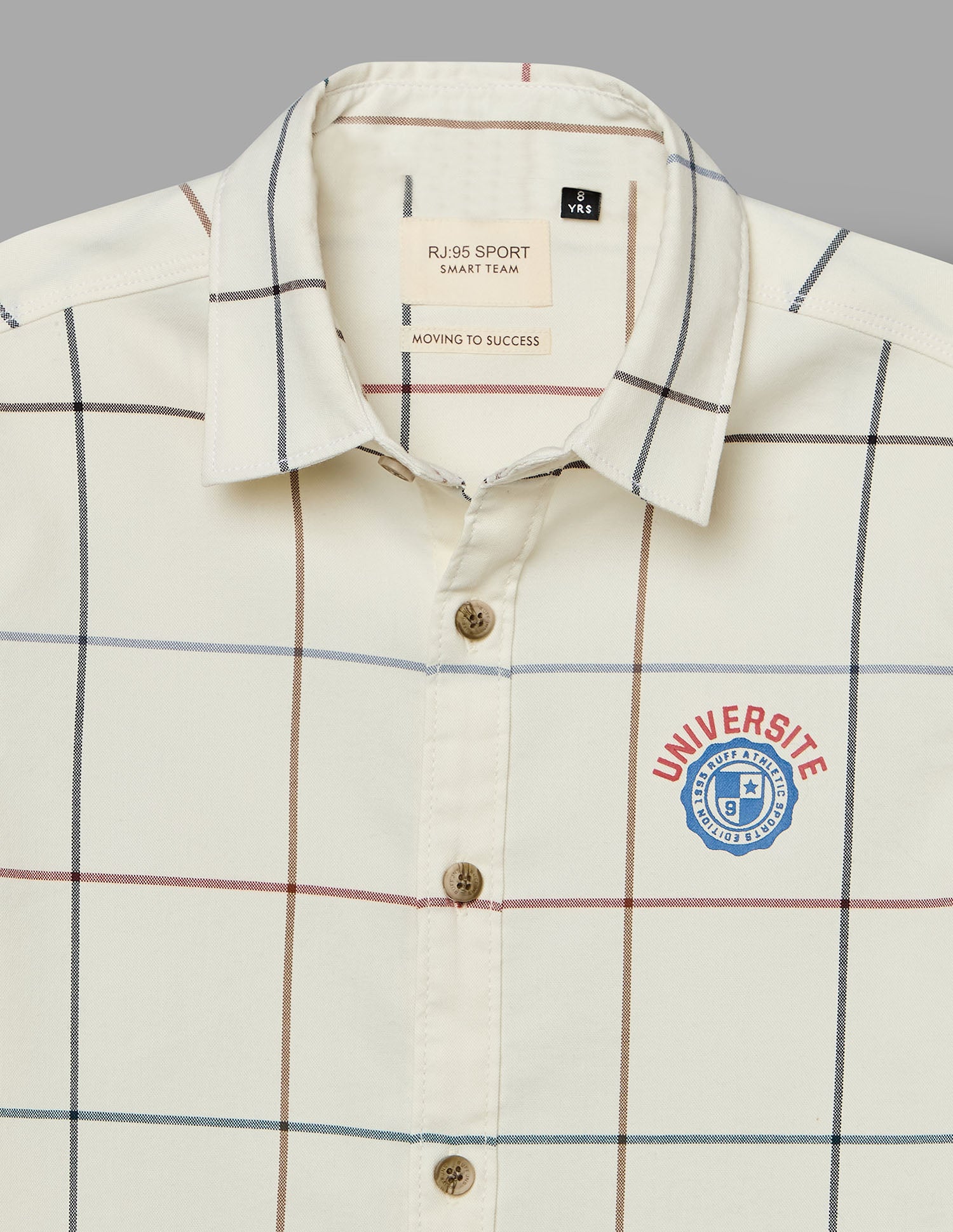 Boys Cream Cotton Checks Shirt – Full Sleeve