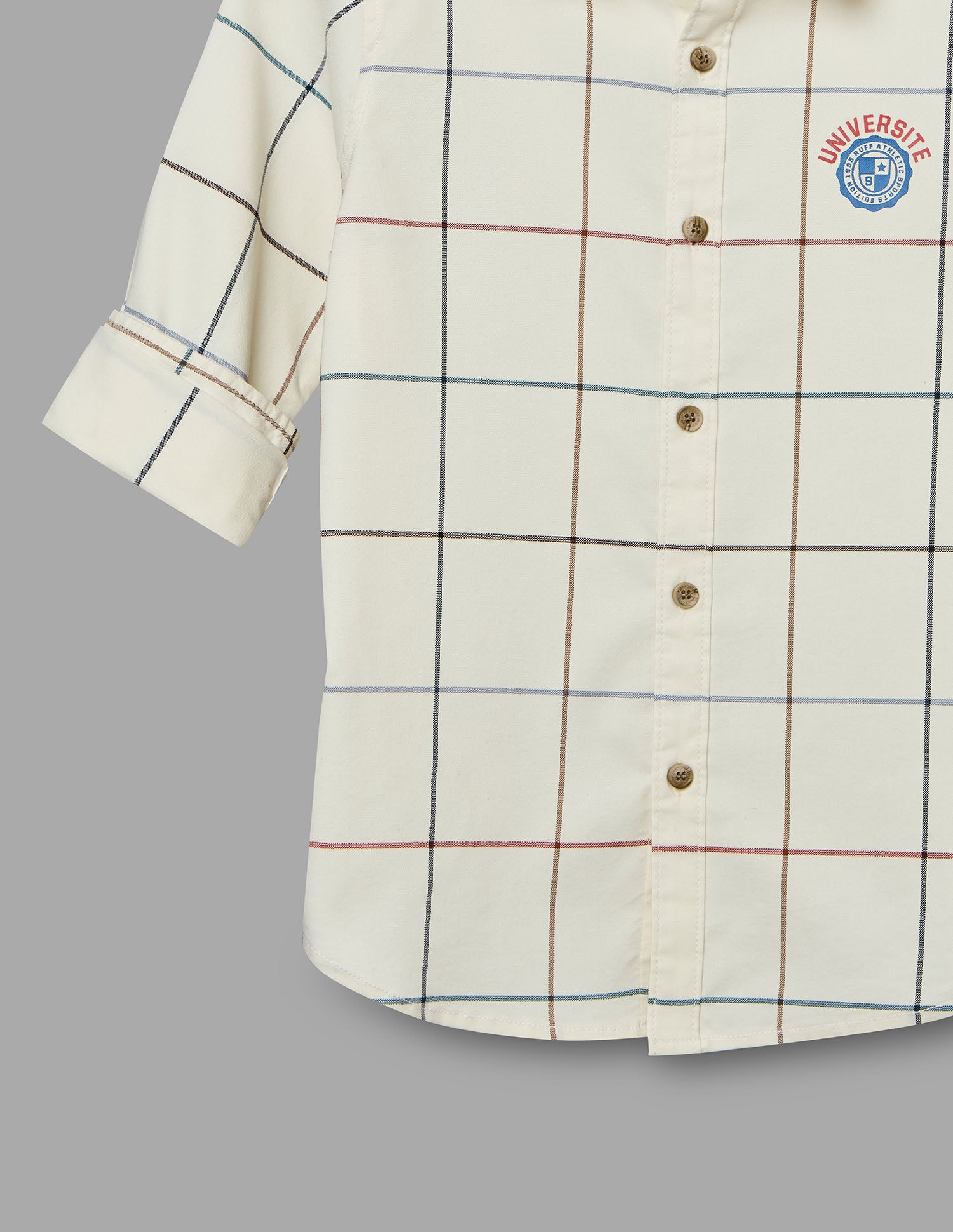 Boys Cream Cotton Checks Shirt – Full Sleeve