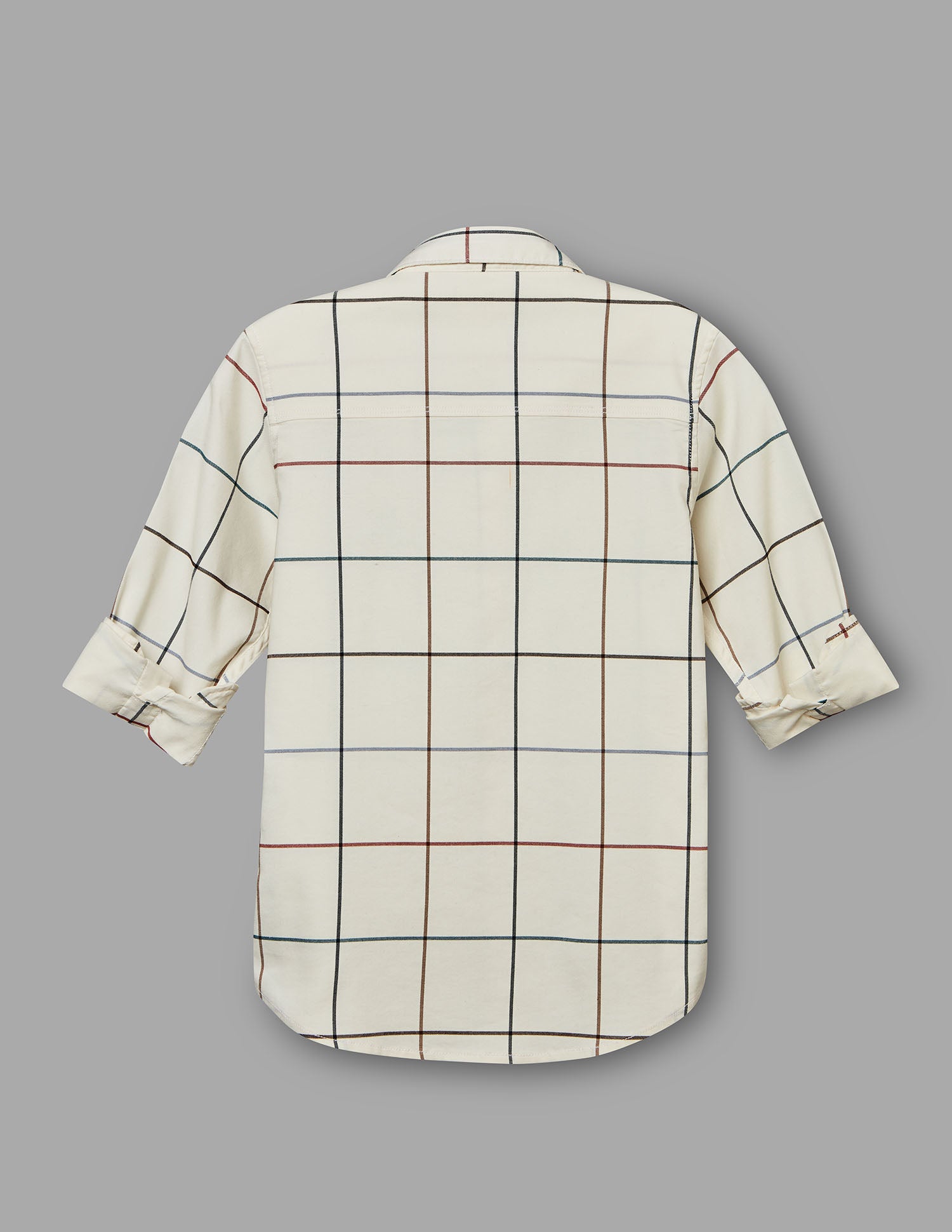 Boys Cream Cotton Checks Shirt – Full Sleeve