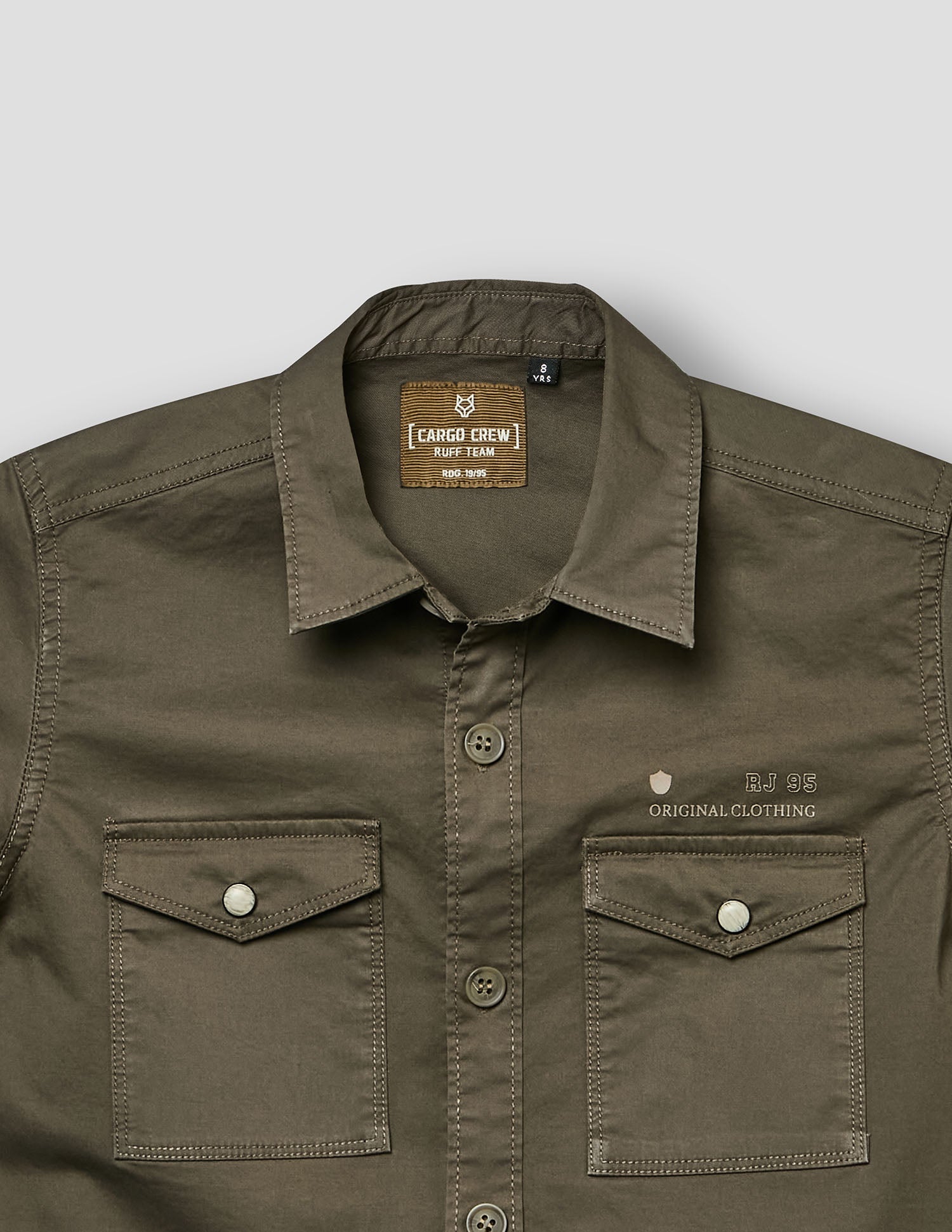Boys Olive Cotton Cargo Shirt – Half Sleeve Casual