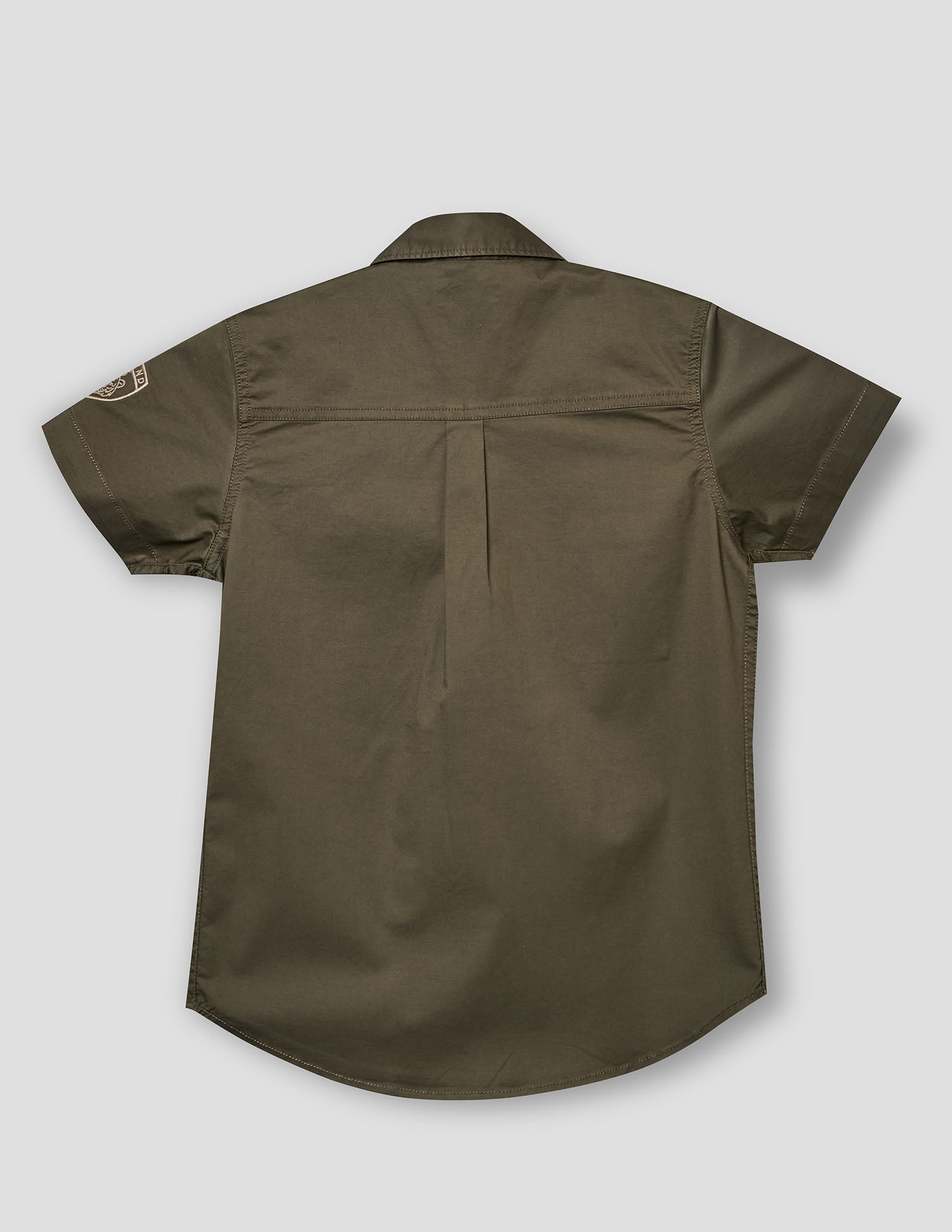 Boys Olive Cotton Cargo Shirt – Half Sleeve Casual