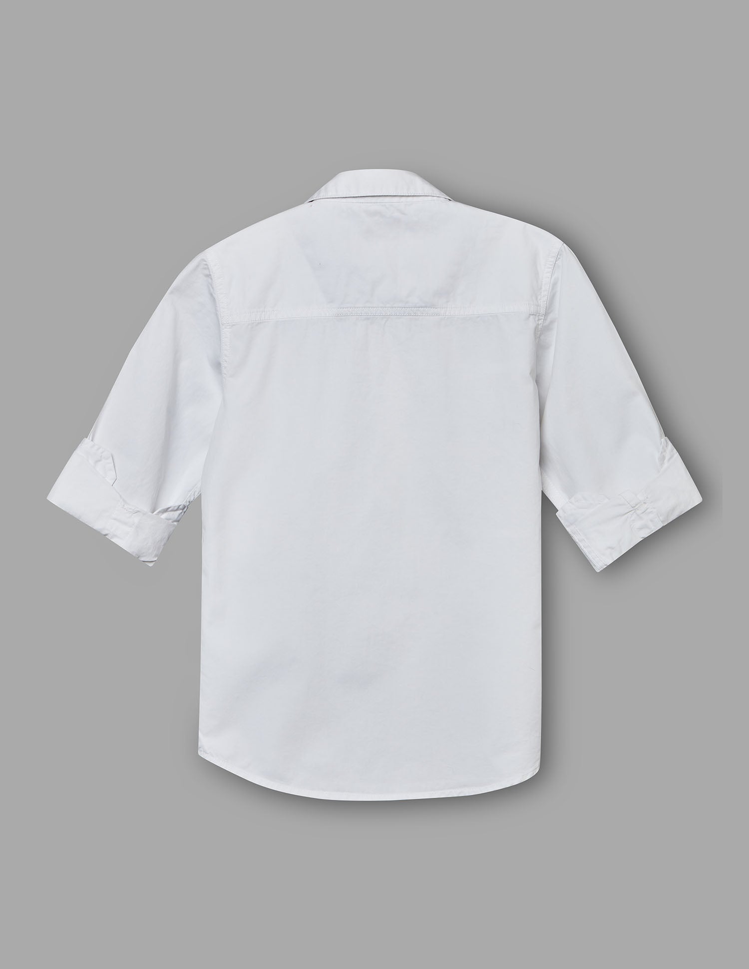 Boys White Cotton Stretch Cargo Shirt – Full Sleeve