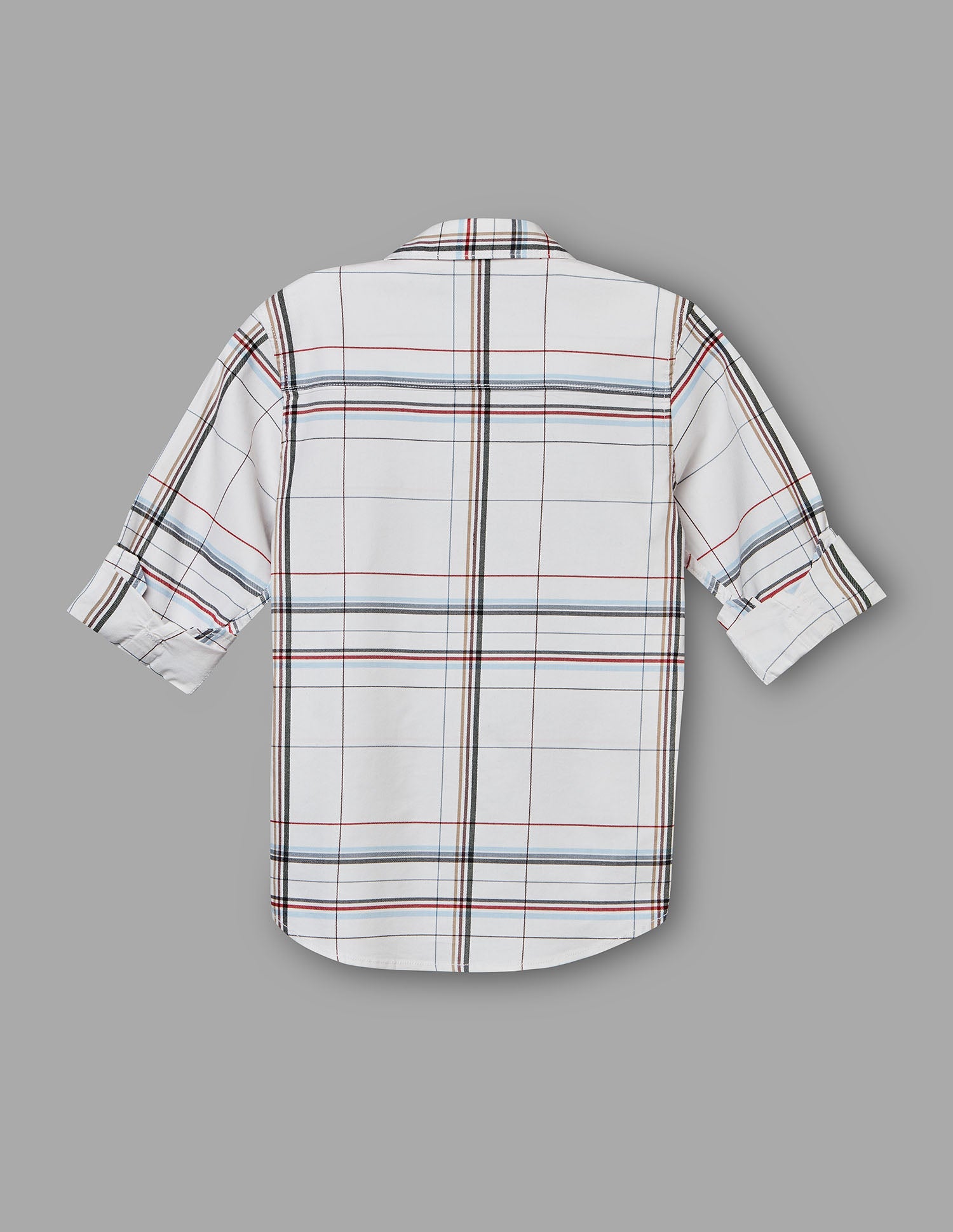 Boys White Cotton Checks Shirt – Half Sleeve Casual