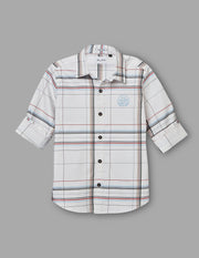 Boys White Cotton Checks Shirt – Half Sleeve Casual