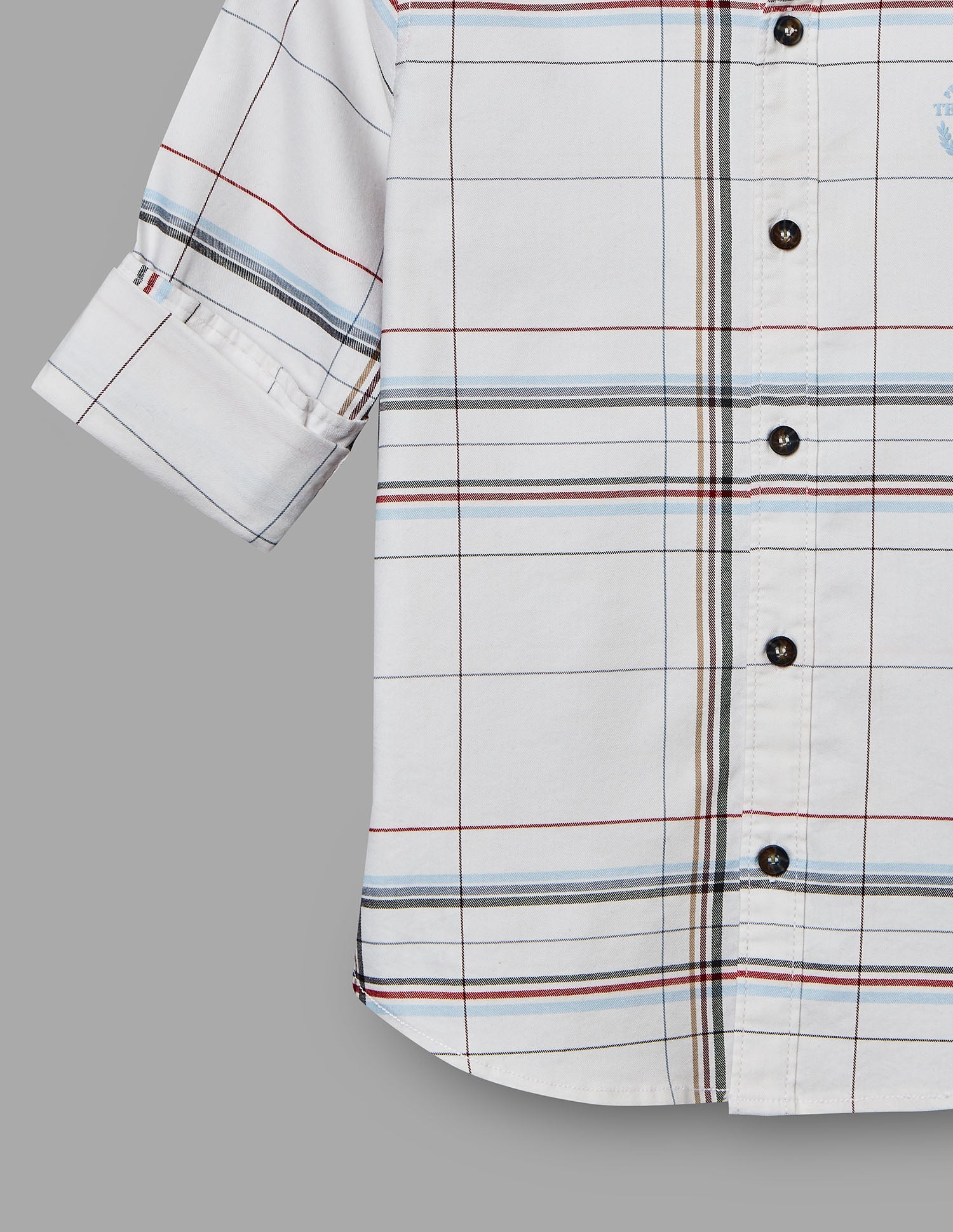 Boys White Cotton Checks Shirt – Half Sleeve Casual