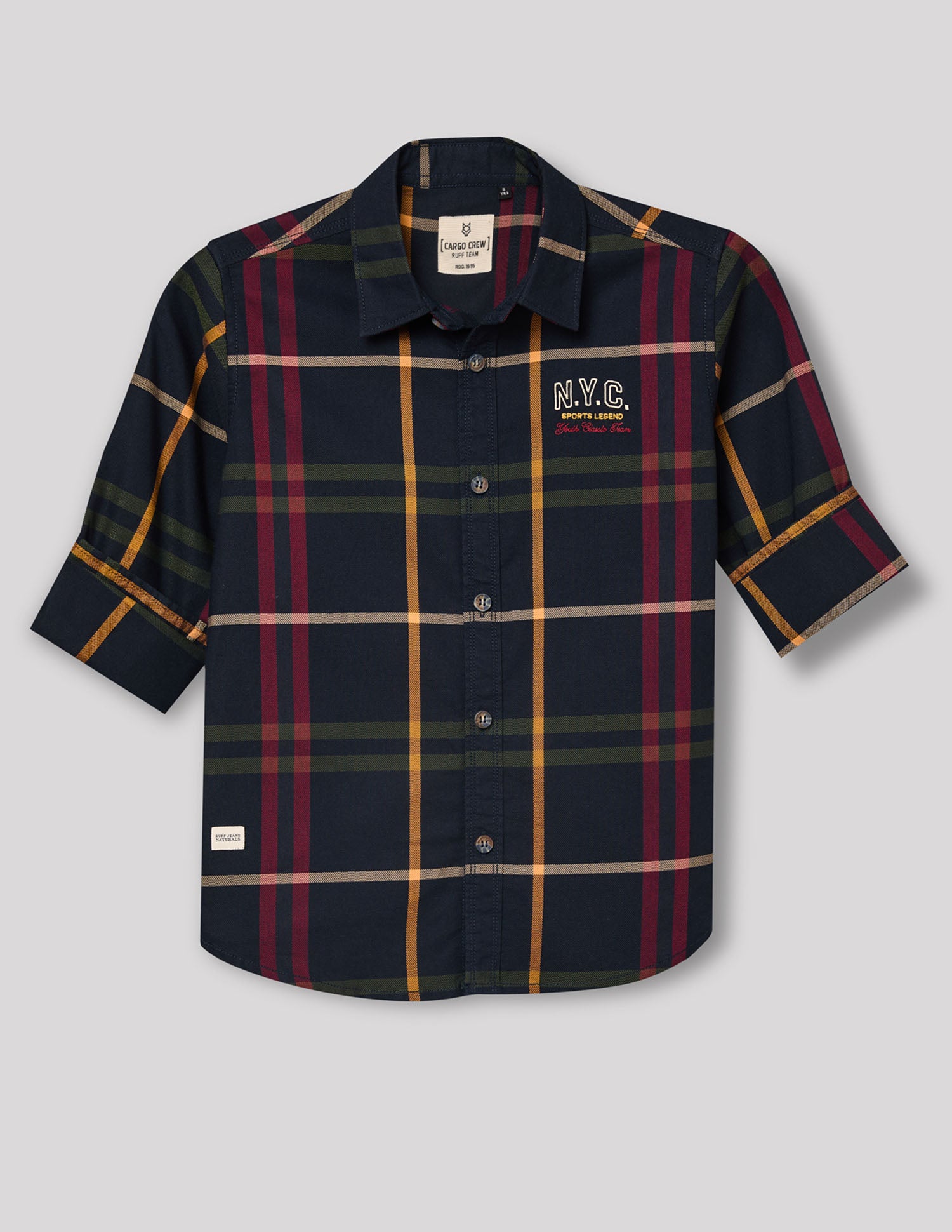 Boys Navy Smart Fashion Checked Cotton Shirt – Regular Fit