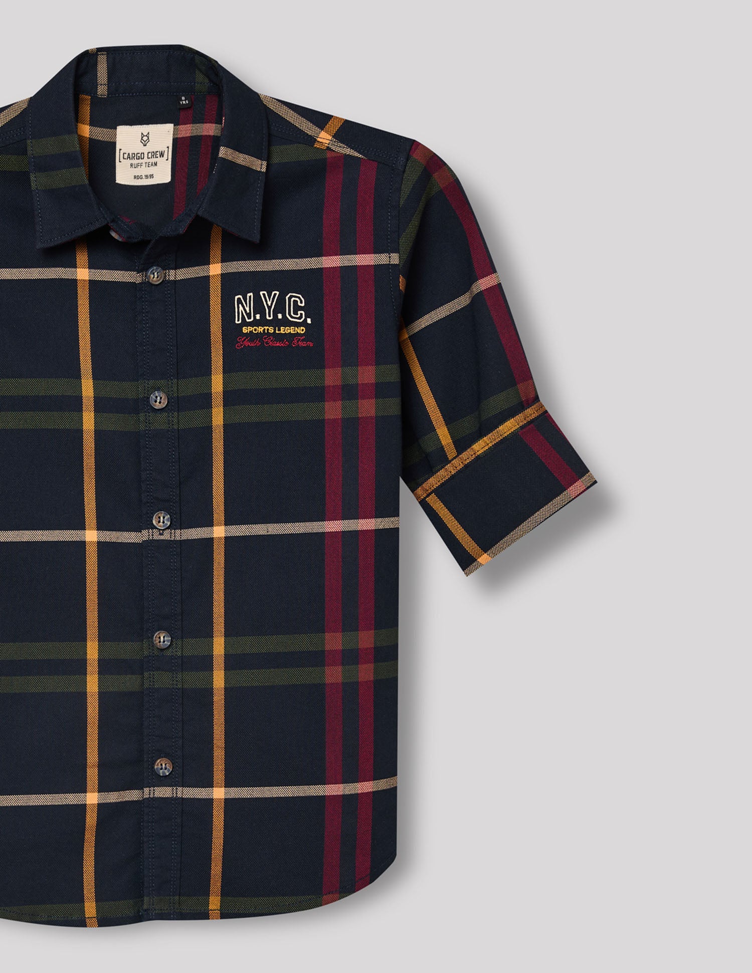 Boys Navy Smart Fashion Checked Cotton Shirt – Regular Fit