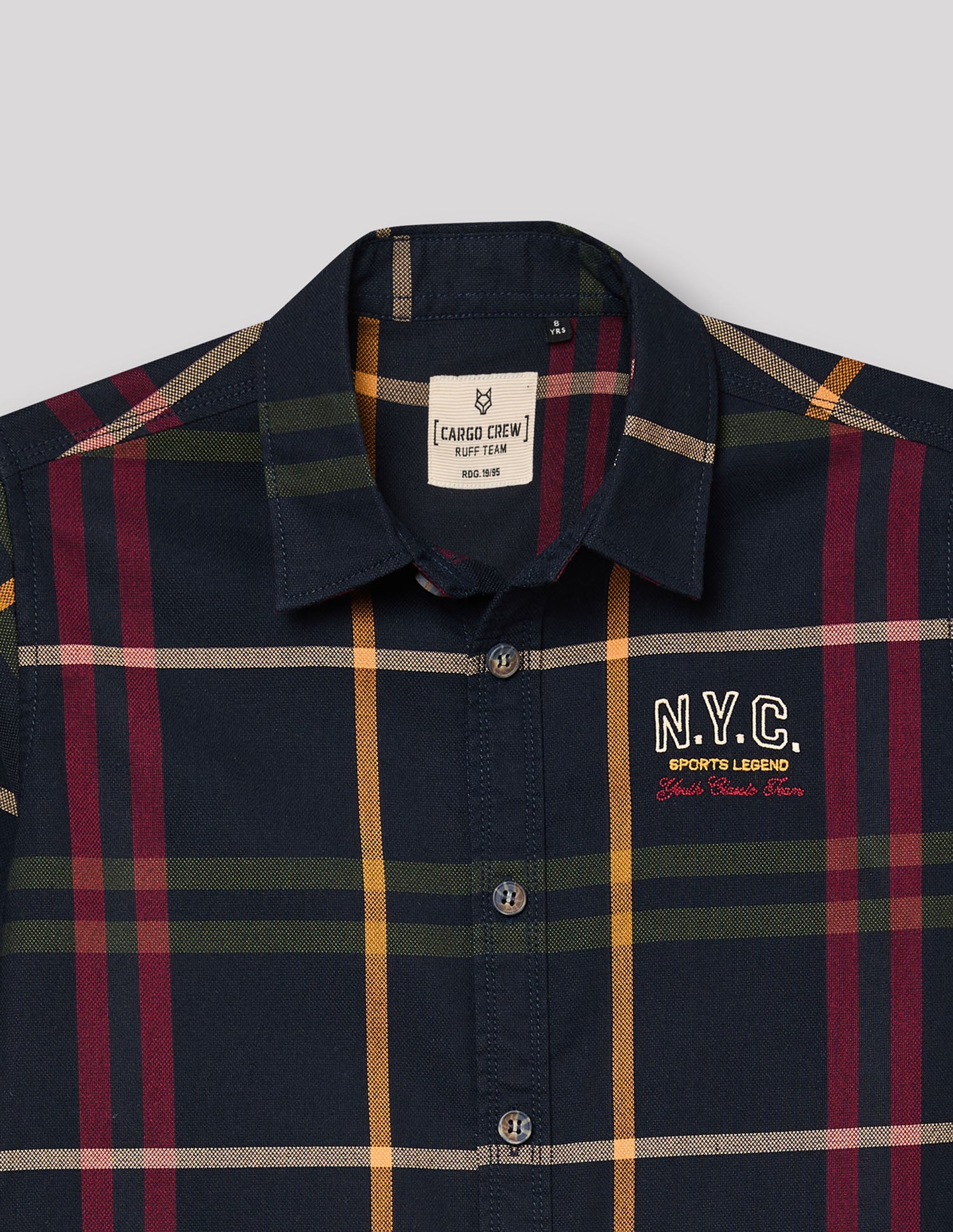 Boys Navy Smart Fashion Checked Cotton Shirt – Regular Fit