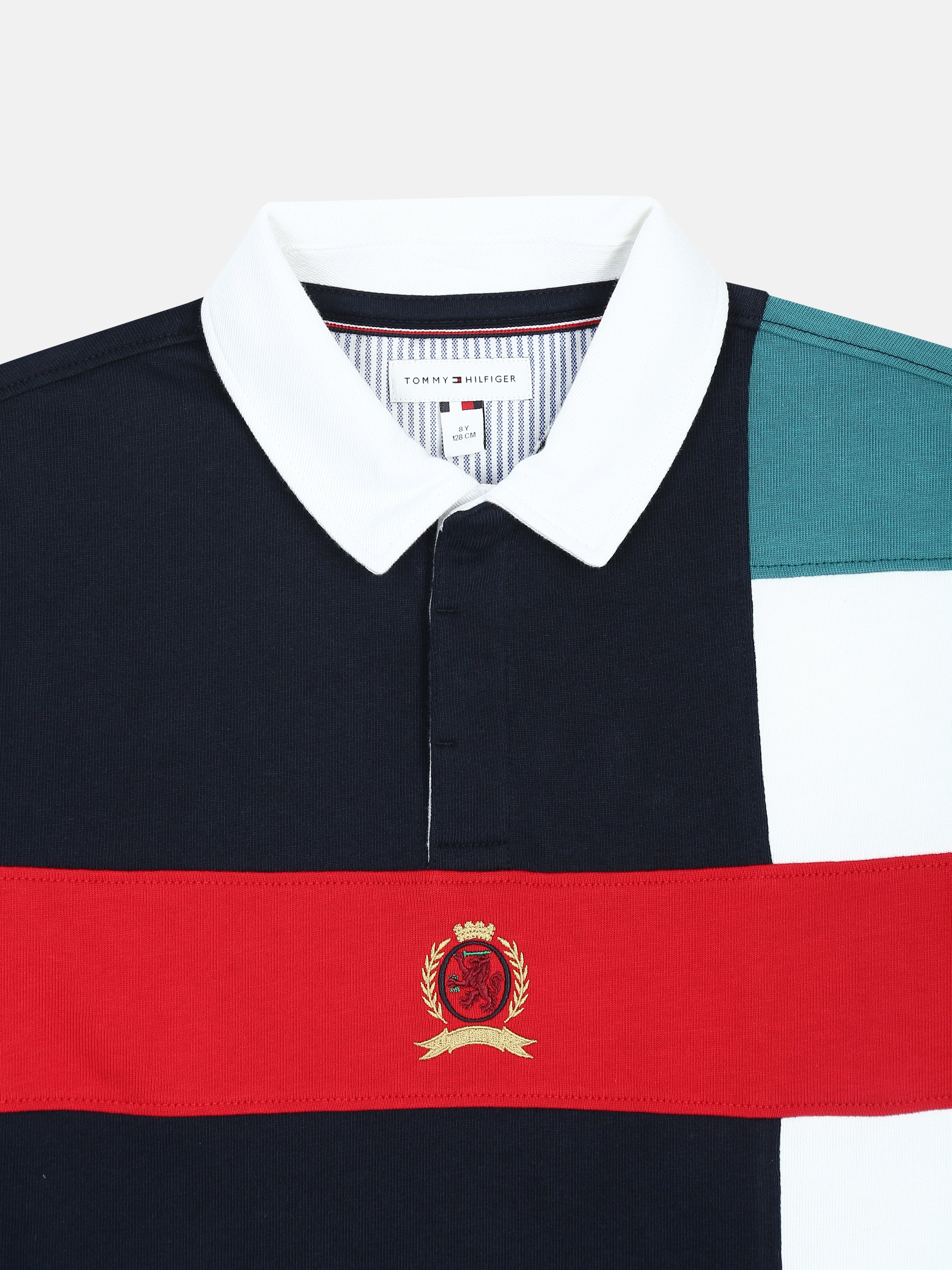 Striped Navy Blue Regenerative Cotton Polo T-Shirt for Boys