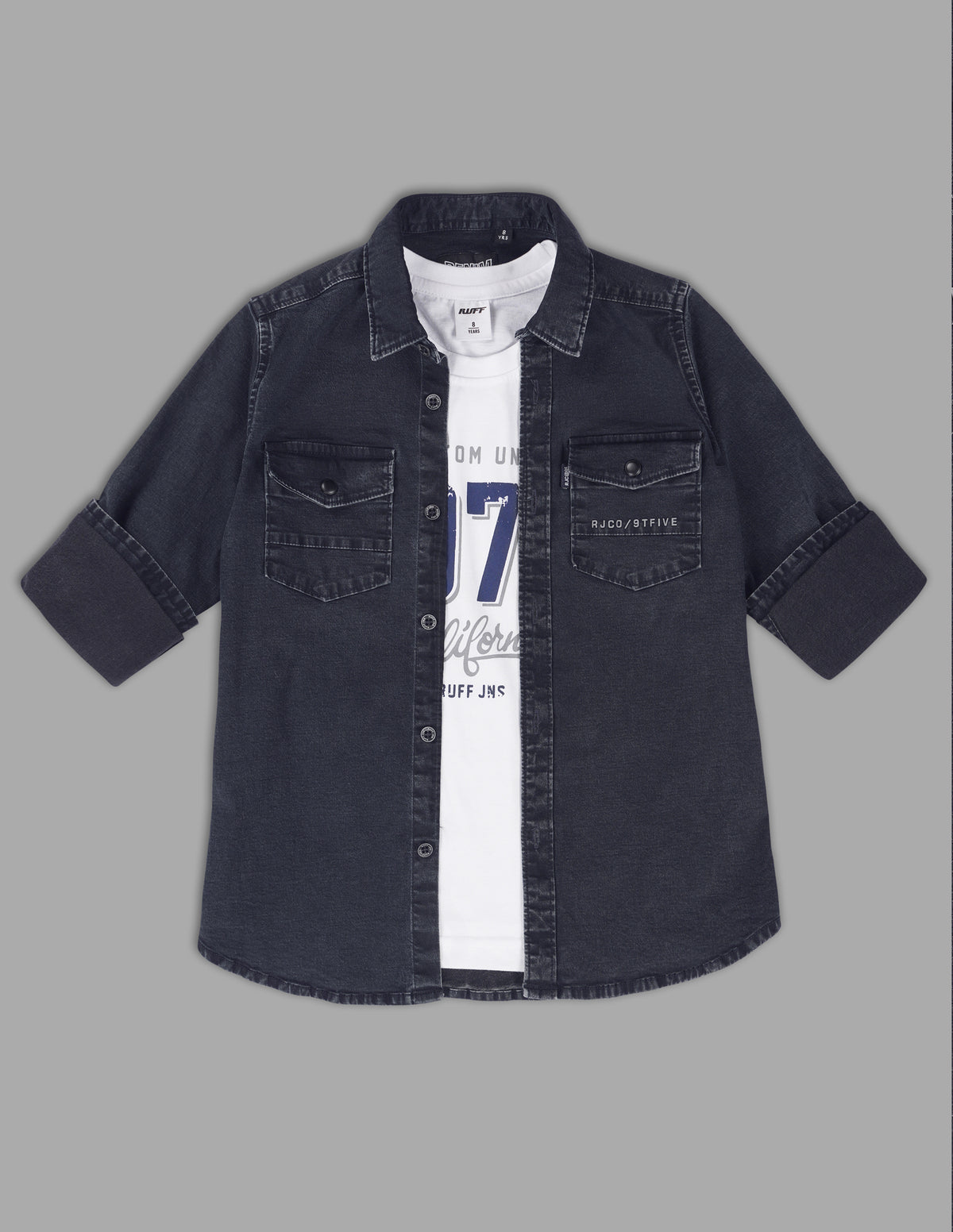 Boys Raw Cotton Stretch Denim Shirt