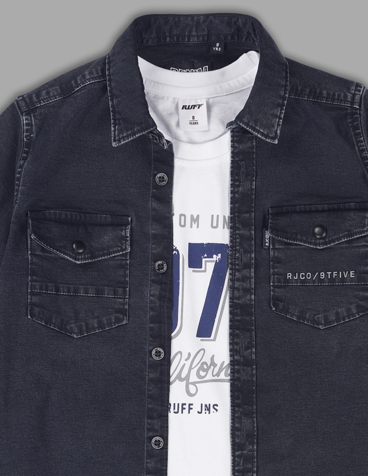 Boys Raw Cotton Stretch Denim Shirt