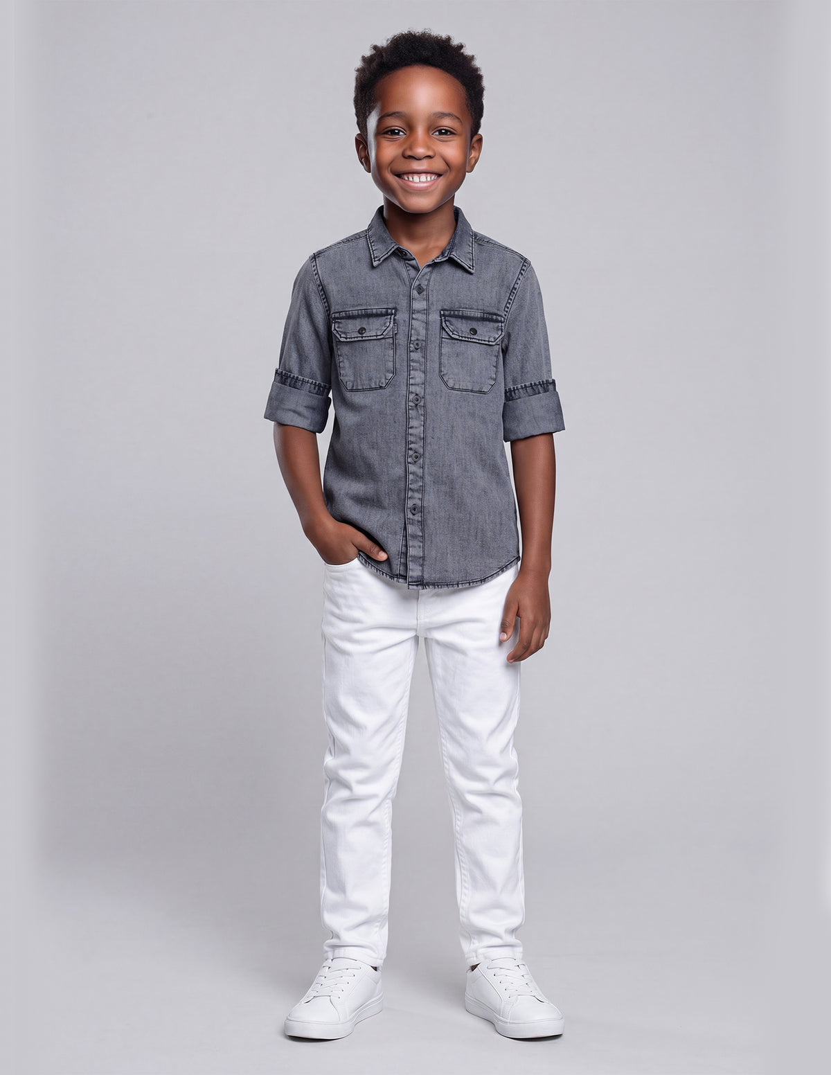 Boys Indigo 100% Cotton Denim Shirt