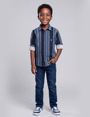 Boys Air Force Blue Cotton Corduroy Shirt