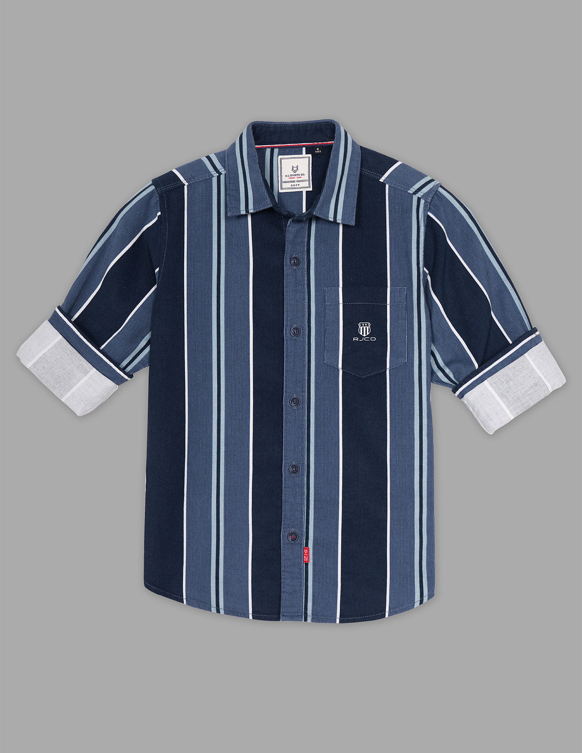 Boys Air Force Blue Cotton Corduroy Shirt