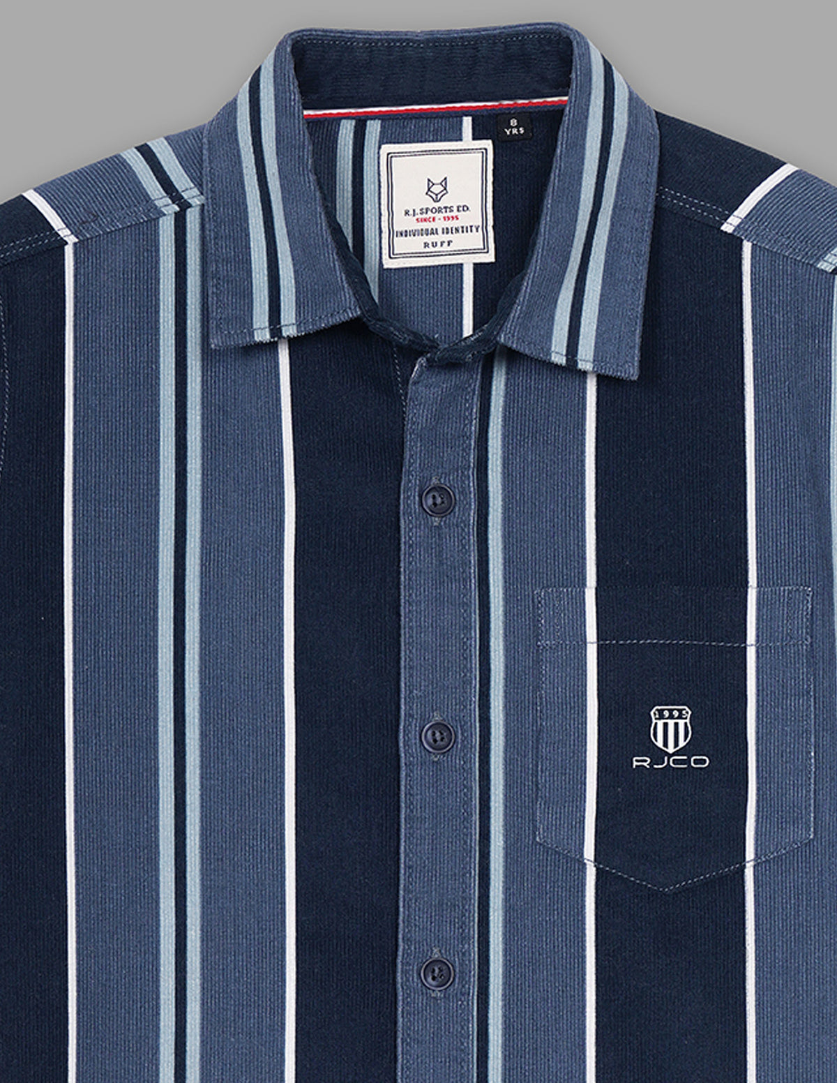 Boys Air Force Blue Cotton Corduroy Shirt