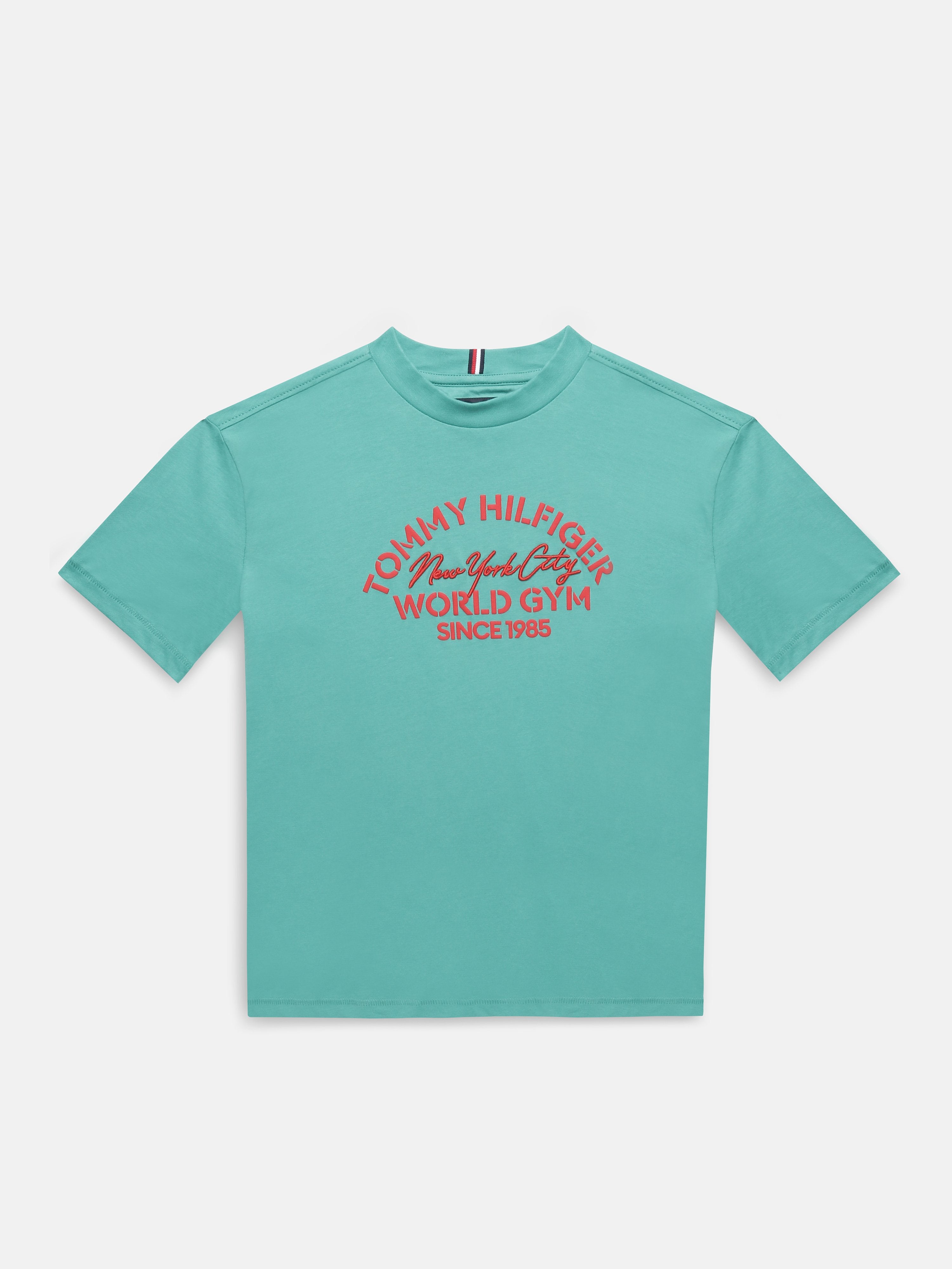 Boys Green Printed Crew Neck Comfort Fit T-Shirt