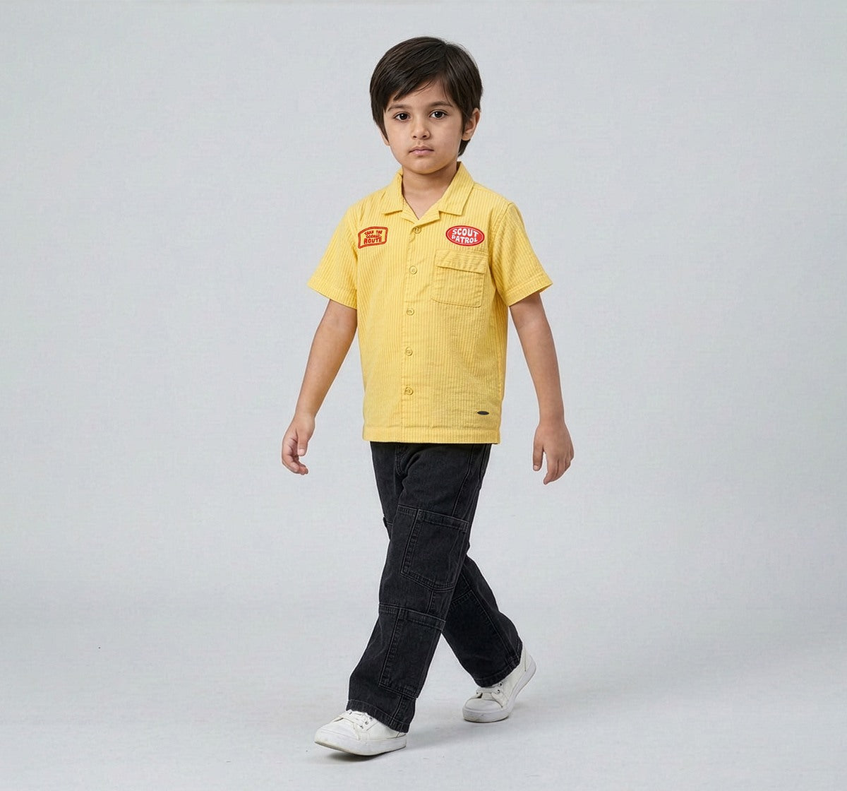 Seersucker Half Sleeve Shirt Yellow