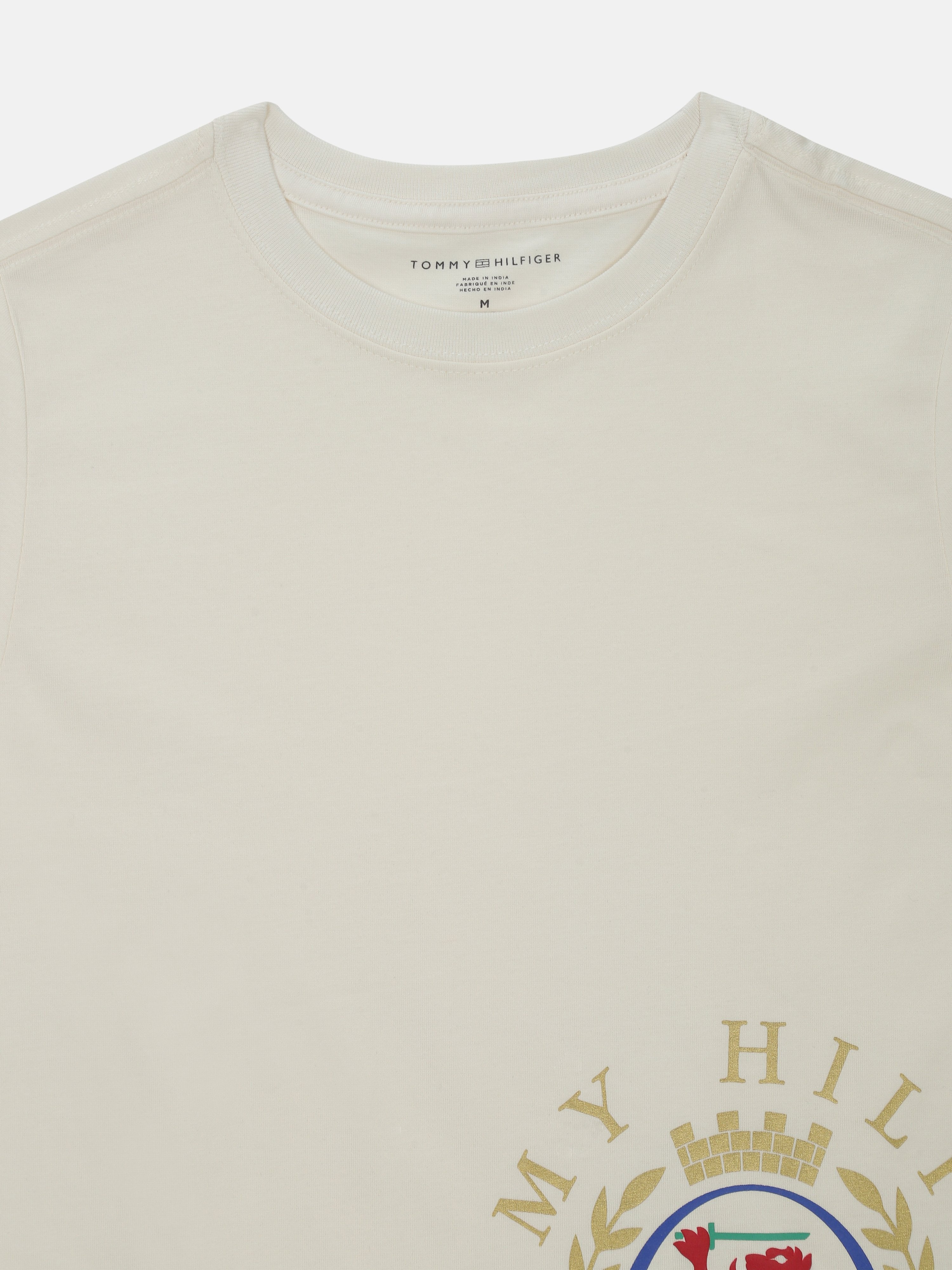 Boys Ivory Petal Logo Cotton Regular Fit T-Shirt