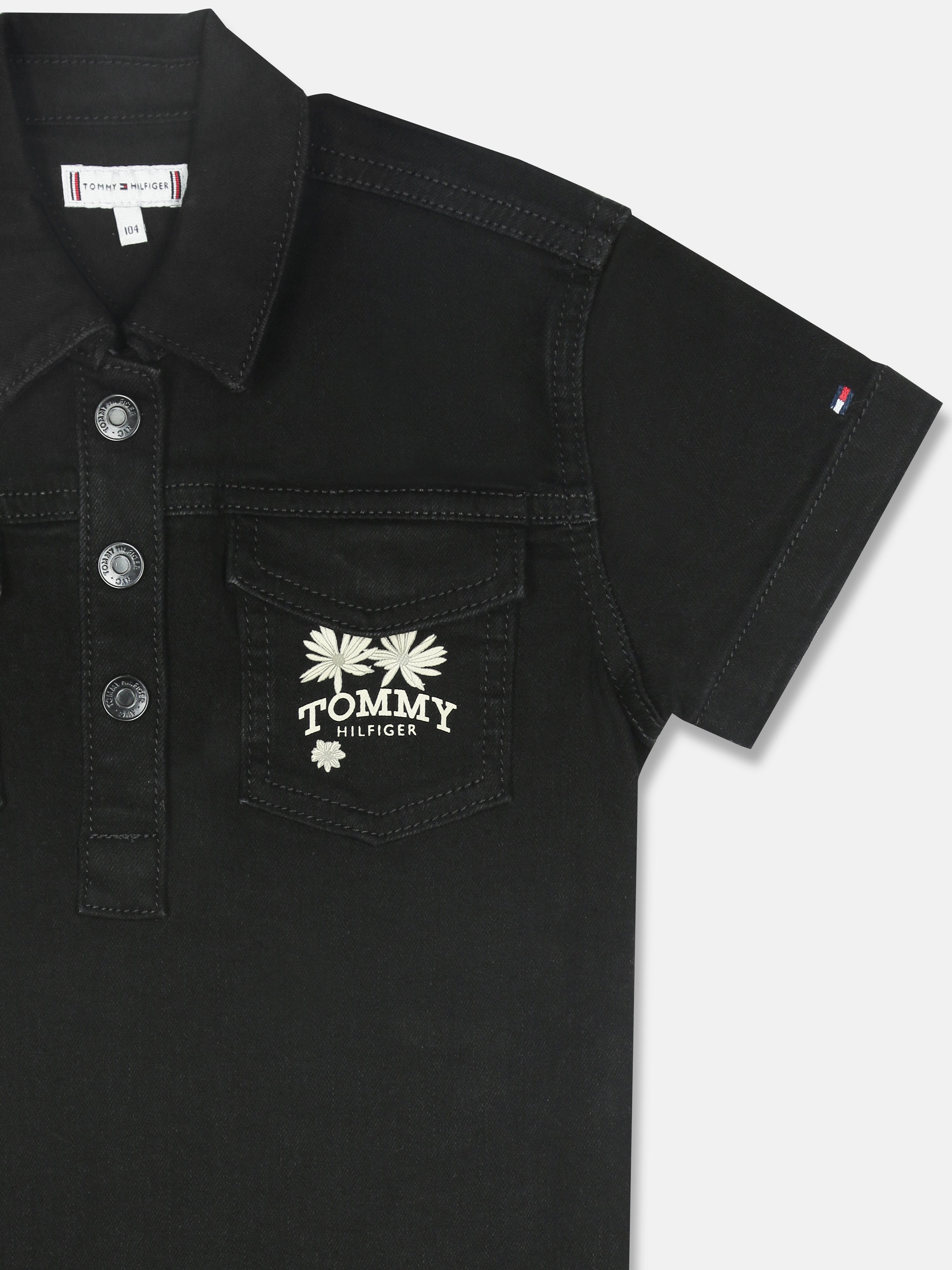 Girls Black Logo BCI Cotton Casual Shirt Dress
