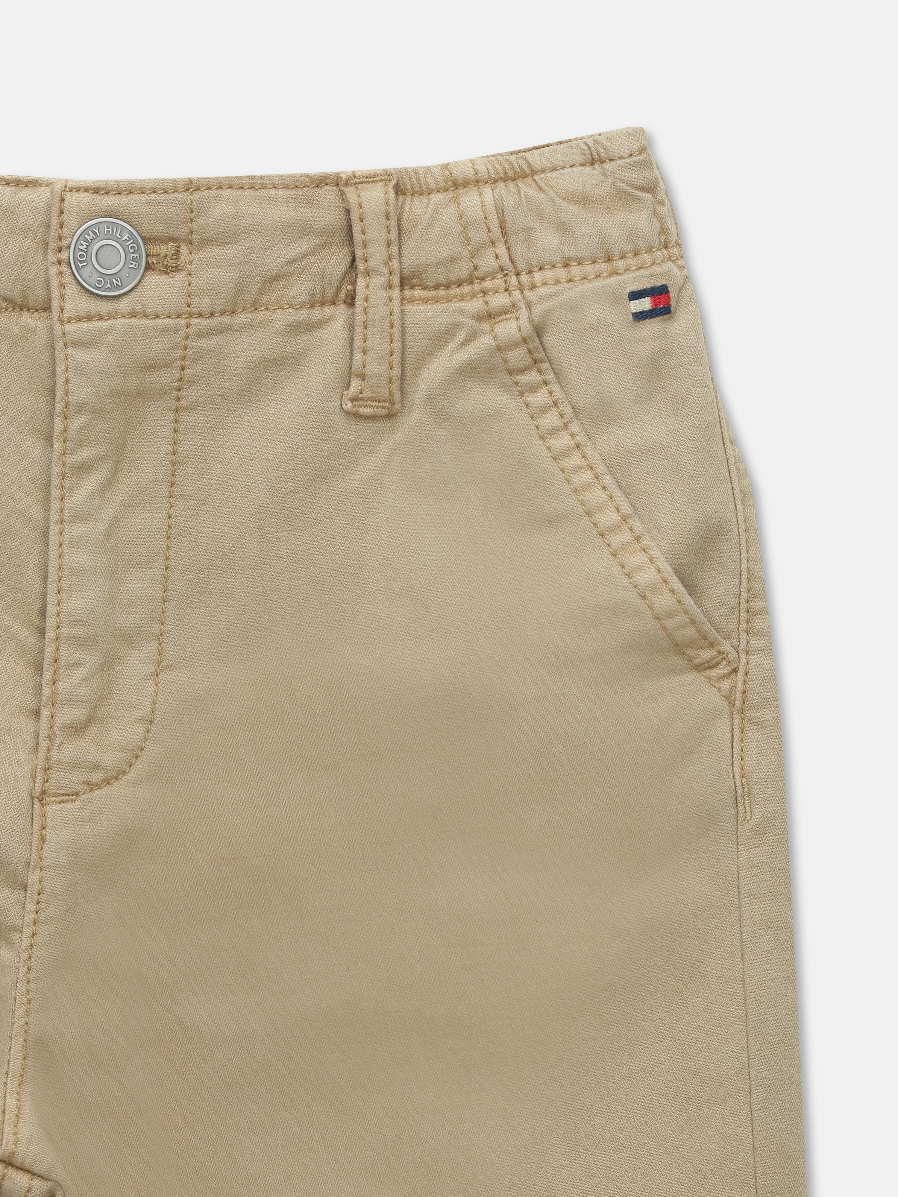 Boys Beige Solid Relaxed Fit Casual Cotton Pants