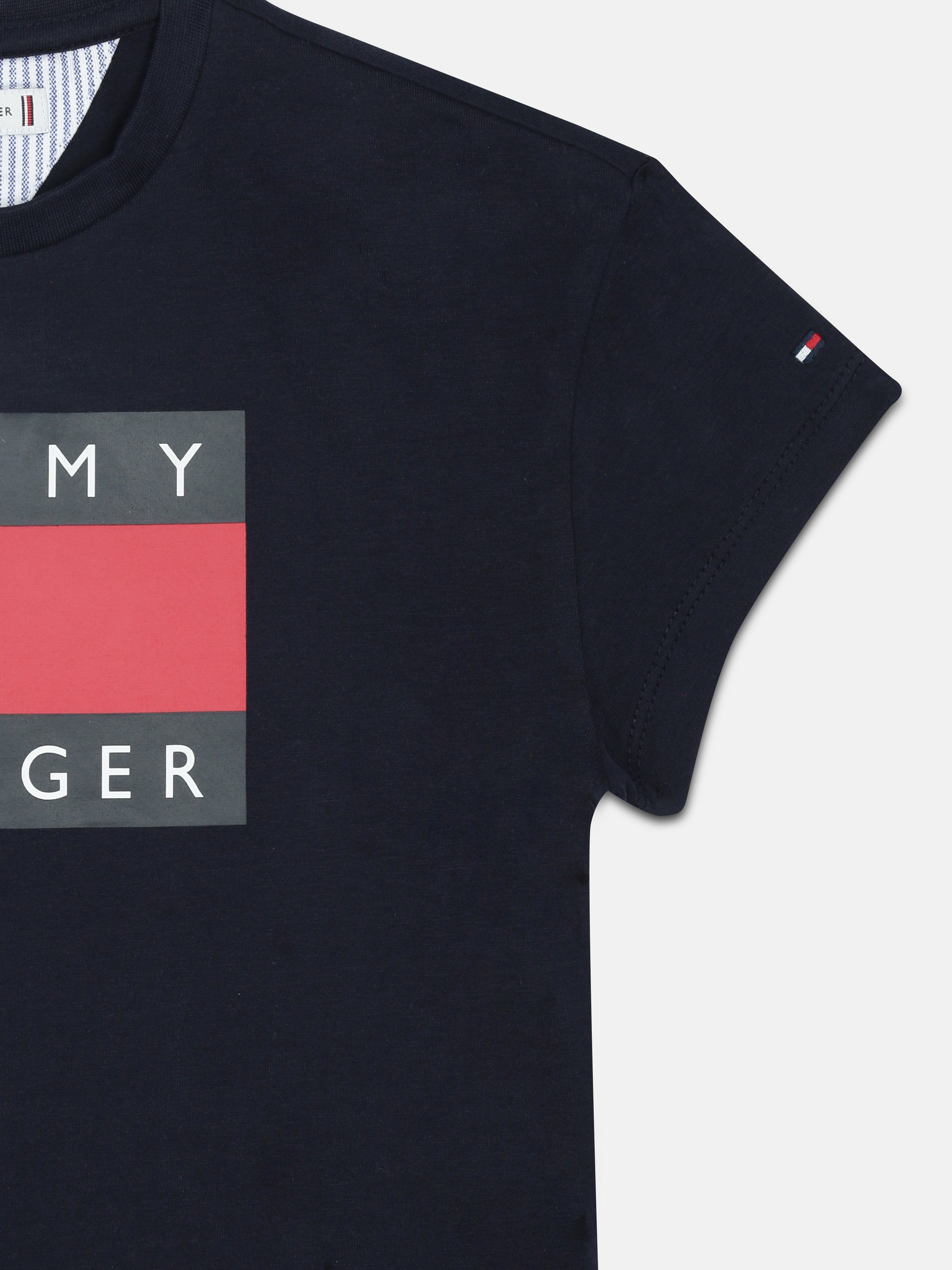 Girls Navy Logo Cotton Stretch Casual Knit Top