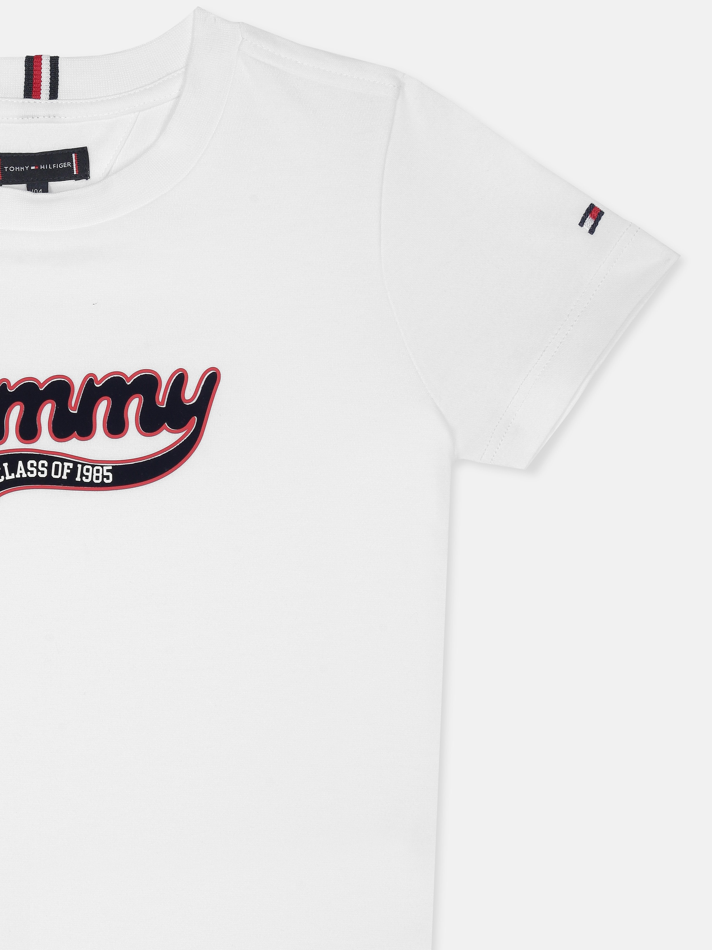 Boys White Logo Cotton Polo T-Shirt
