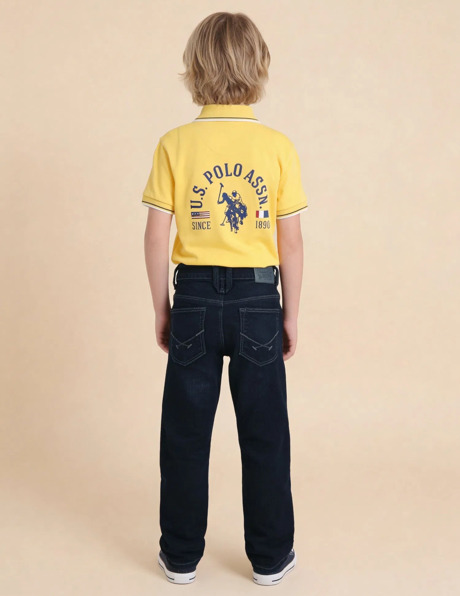 Boys Dark Blue Cotton Blend Whiskered Relaxed Fit Jeans