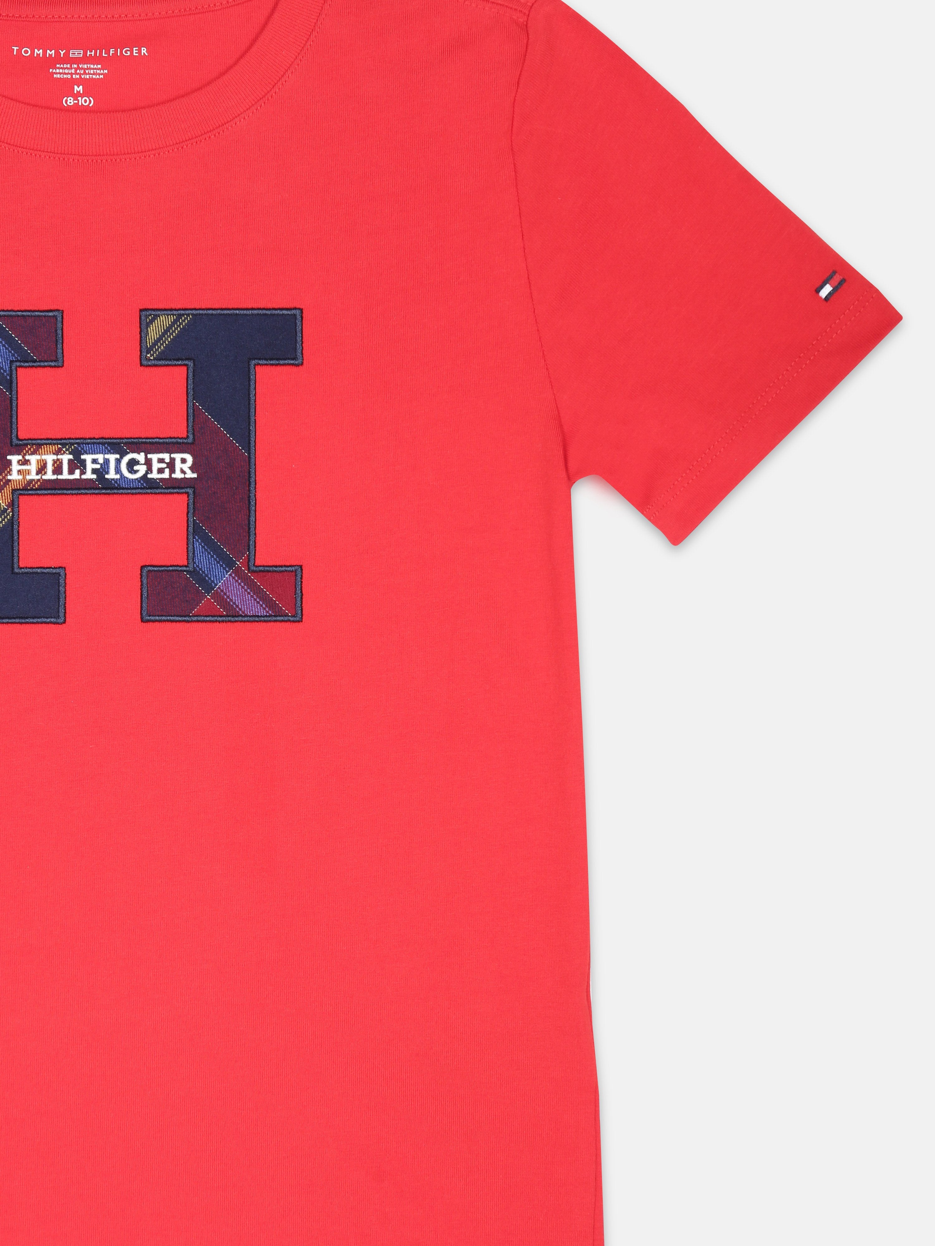 Boys Red Printed Cotton T-Shirt