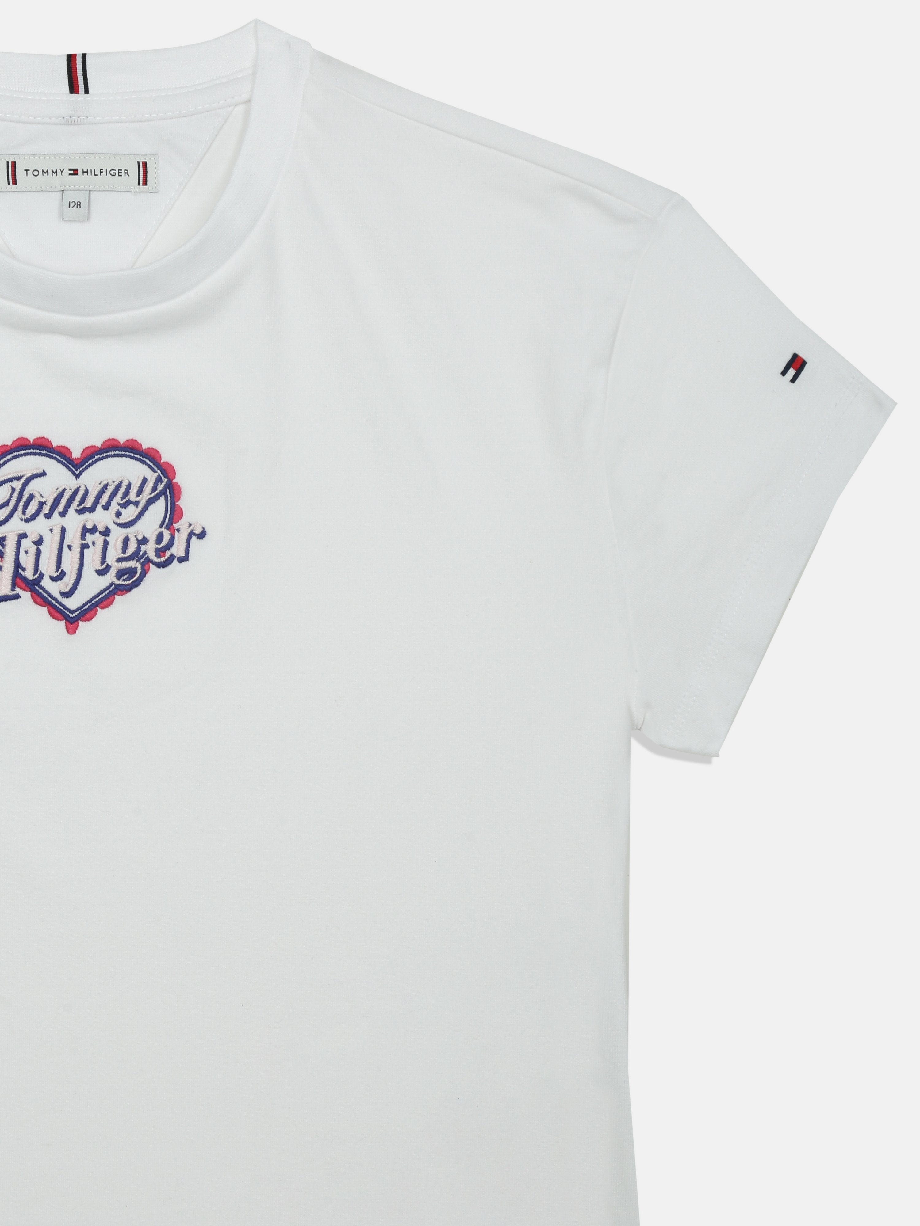 Girls White Logo Cotton Stretch Casual Knit Top