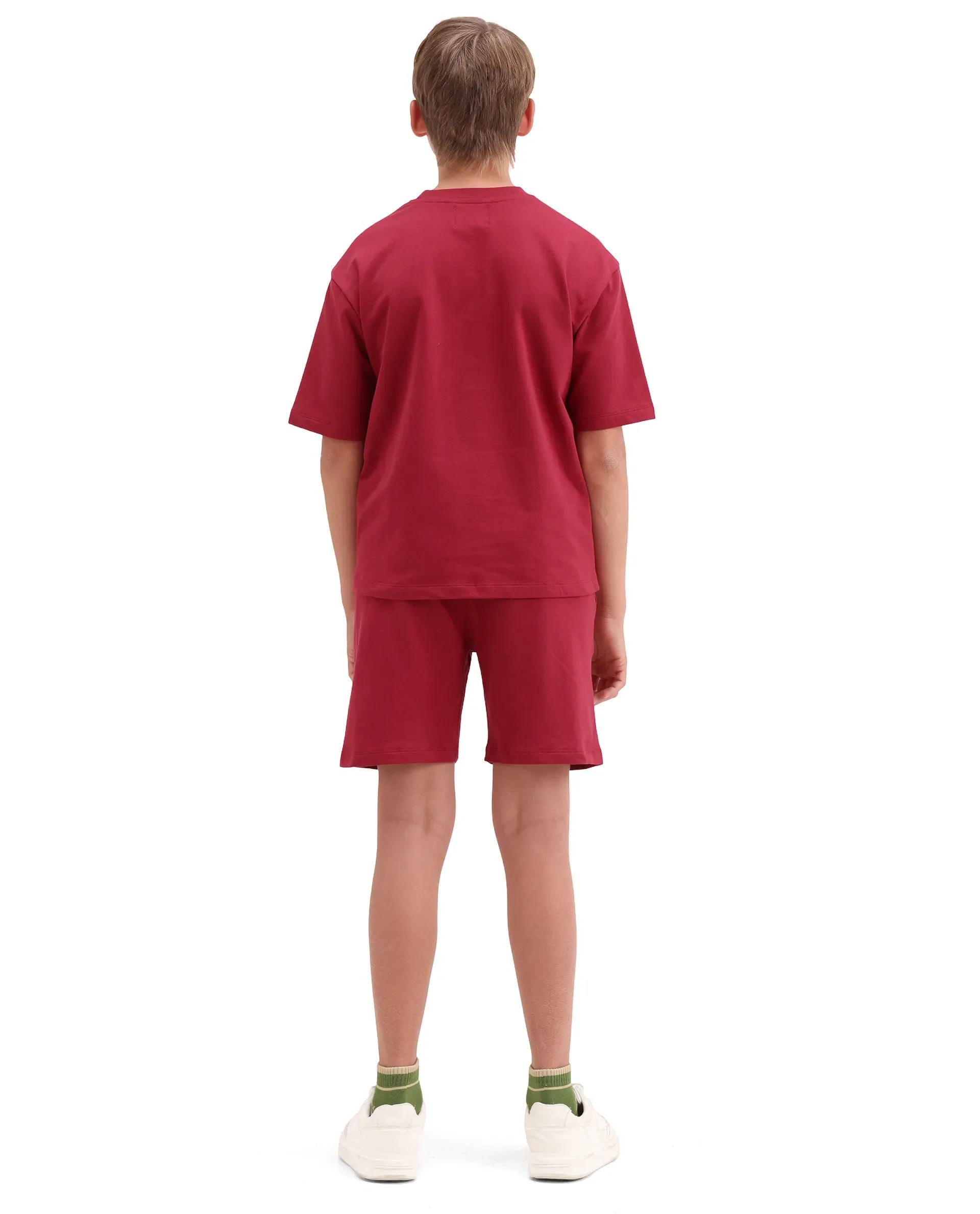 Rare Ones Boys Red Digital Print Cotton Regular Fit Shorts
