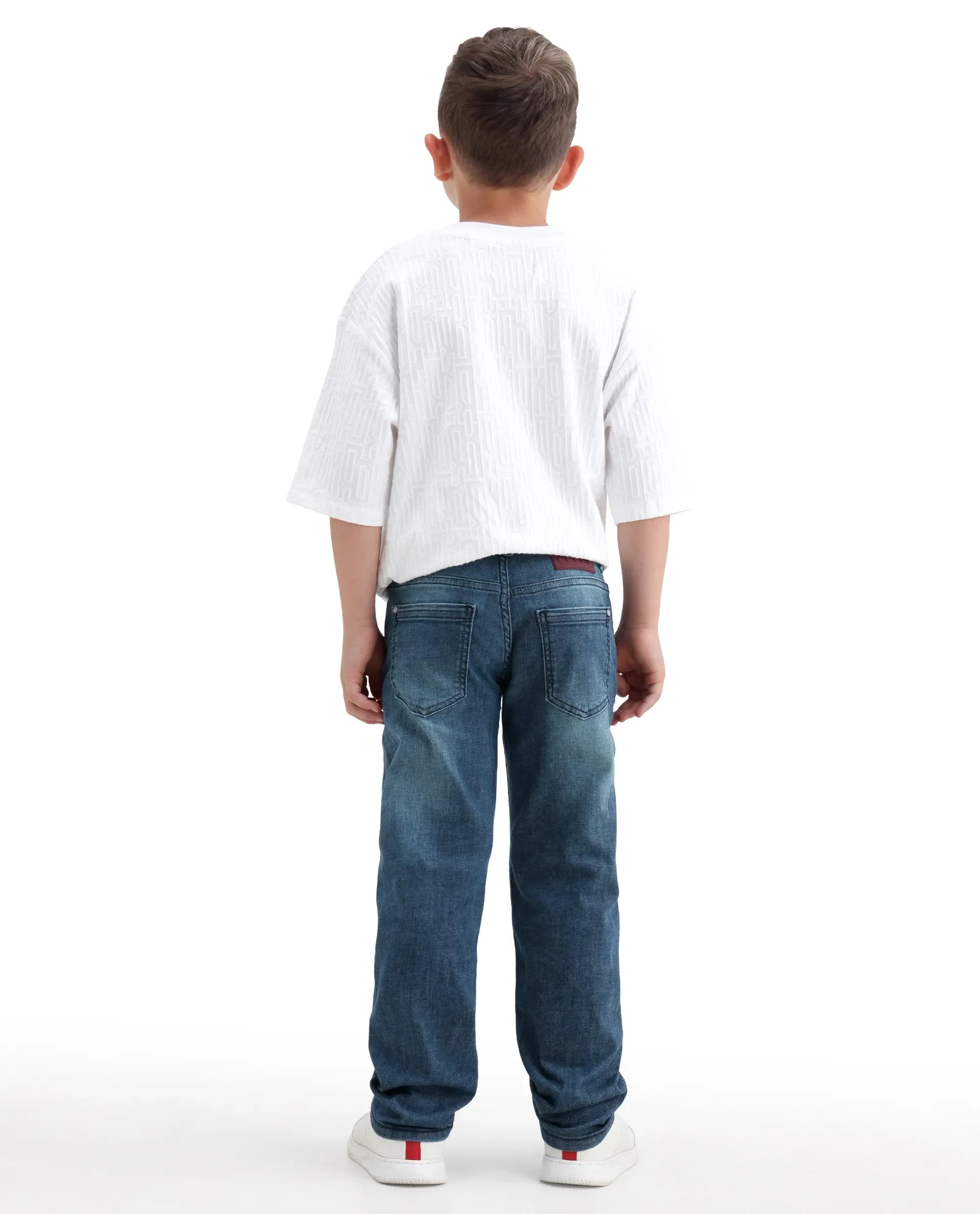 Rare Ones Boys Dark Blue Relaxed Fit Cotton Blend Jeans