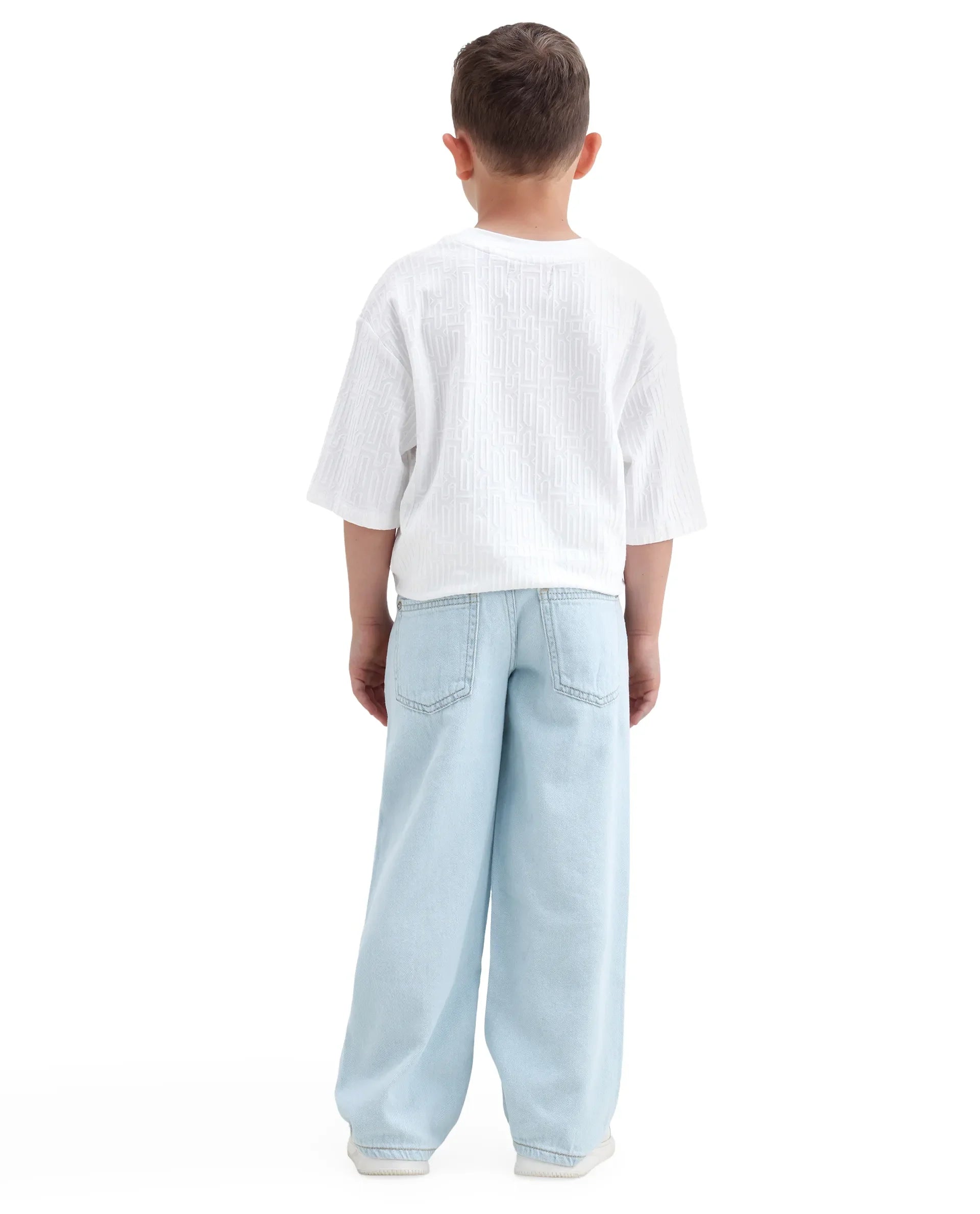 Boys Light Blue Slouchy Fit Shank Button Jeans