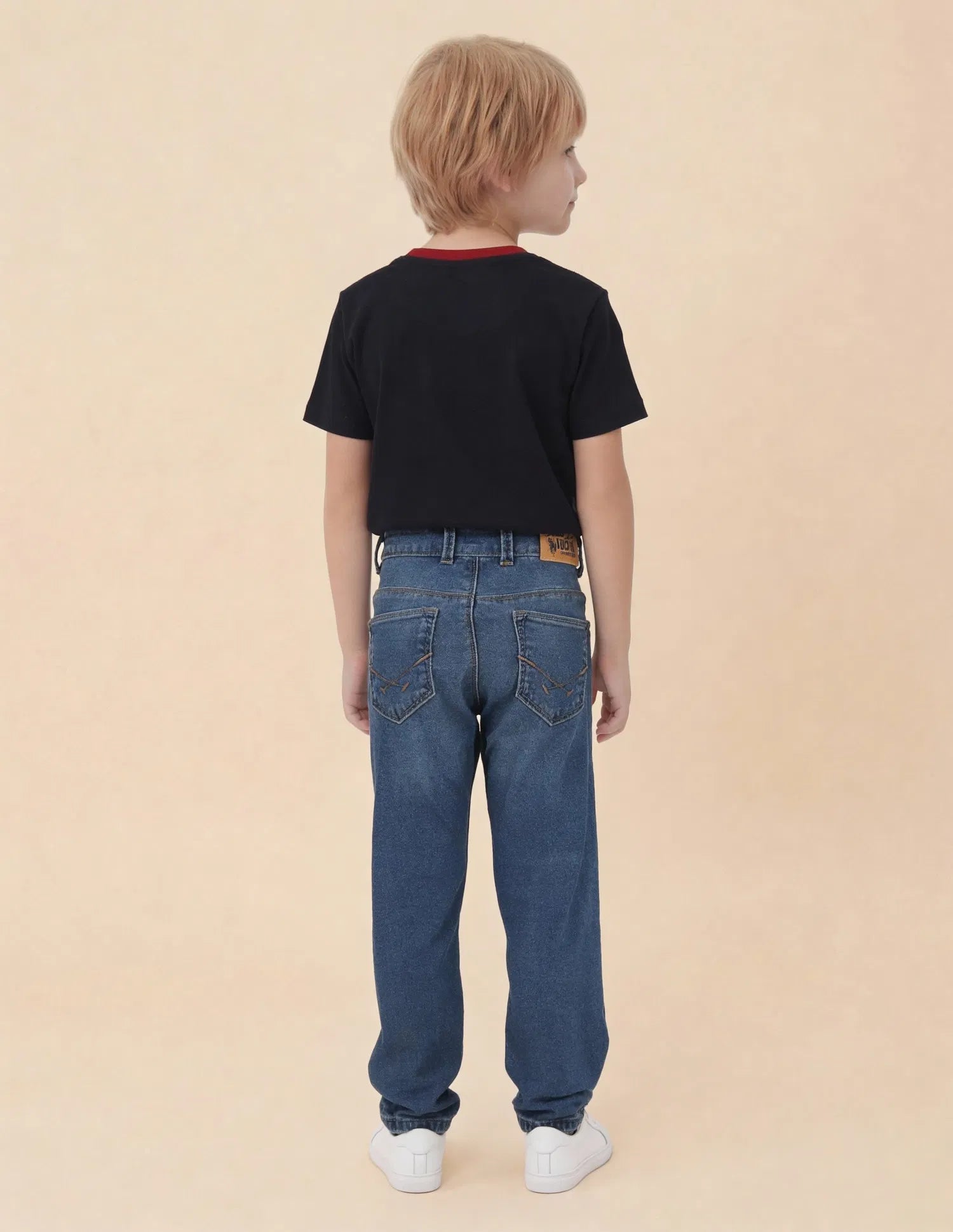 Boys Blue Cotton Relaxed Fit Whiskered Jeans