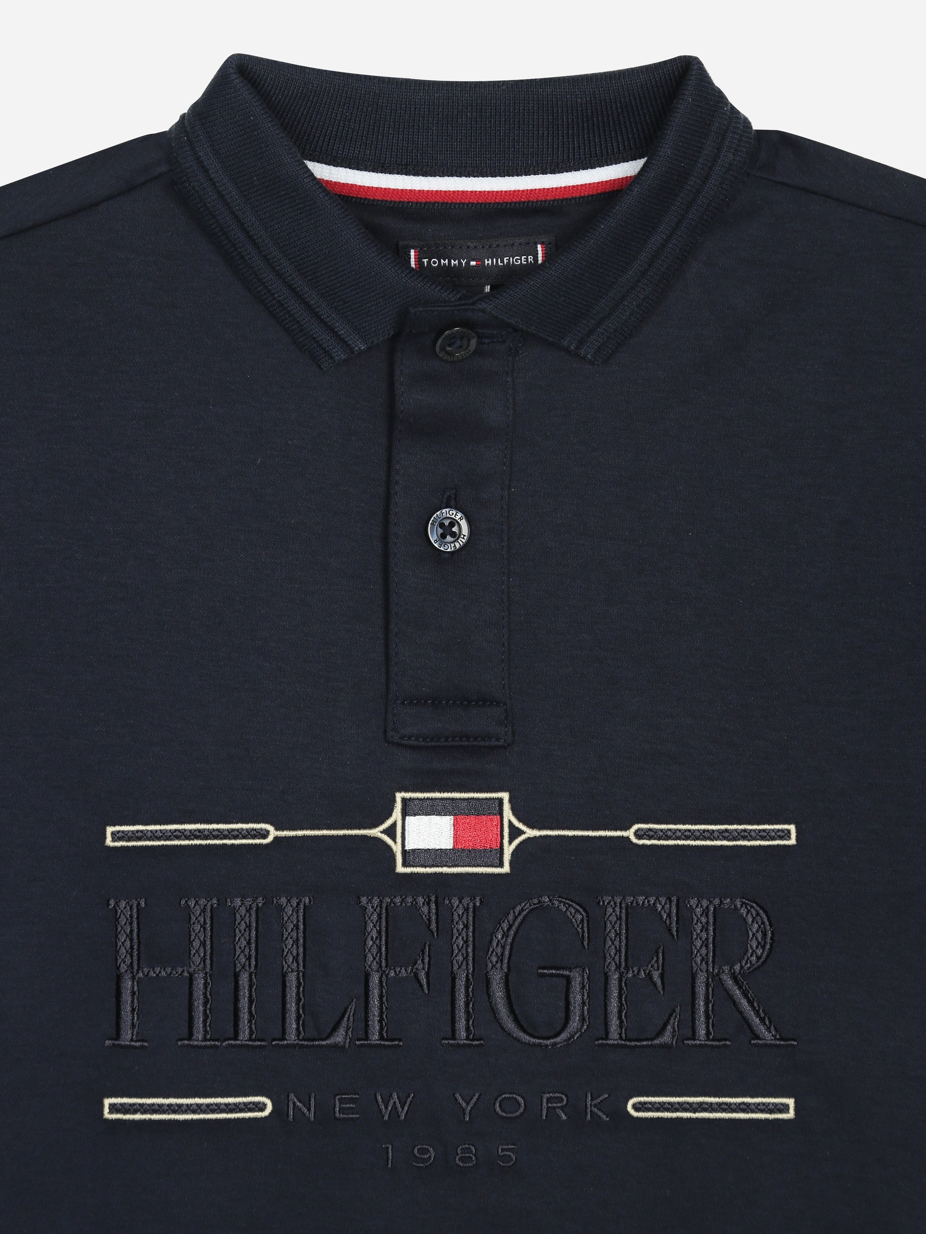 Boys White Logo Polo Collar Regular Fit Knit Top (Copy)