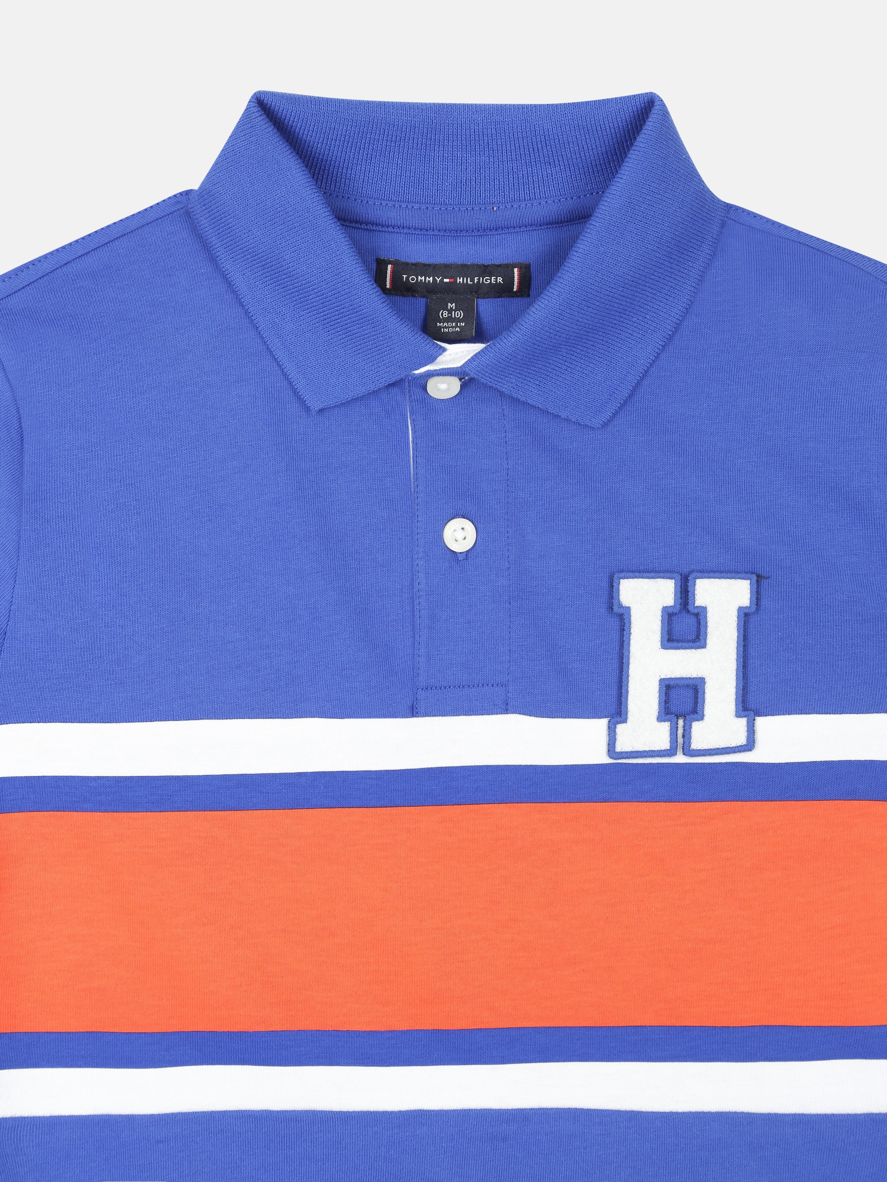 Boys Noble Blue Colorblock Cotton Polo T-Shirt