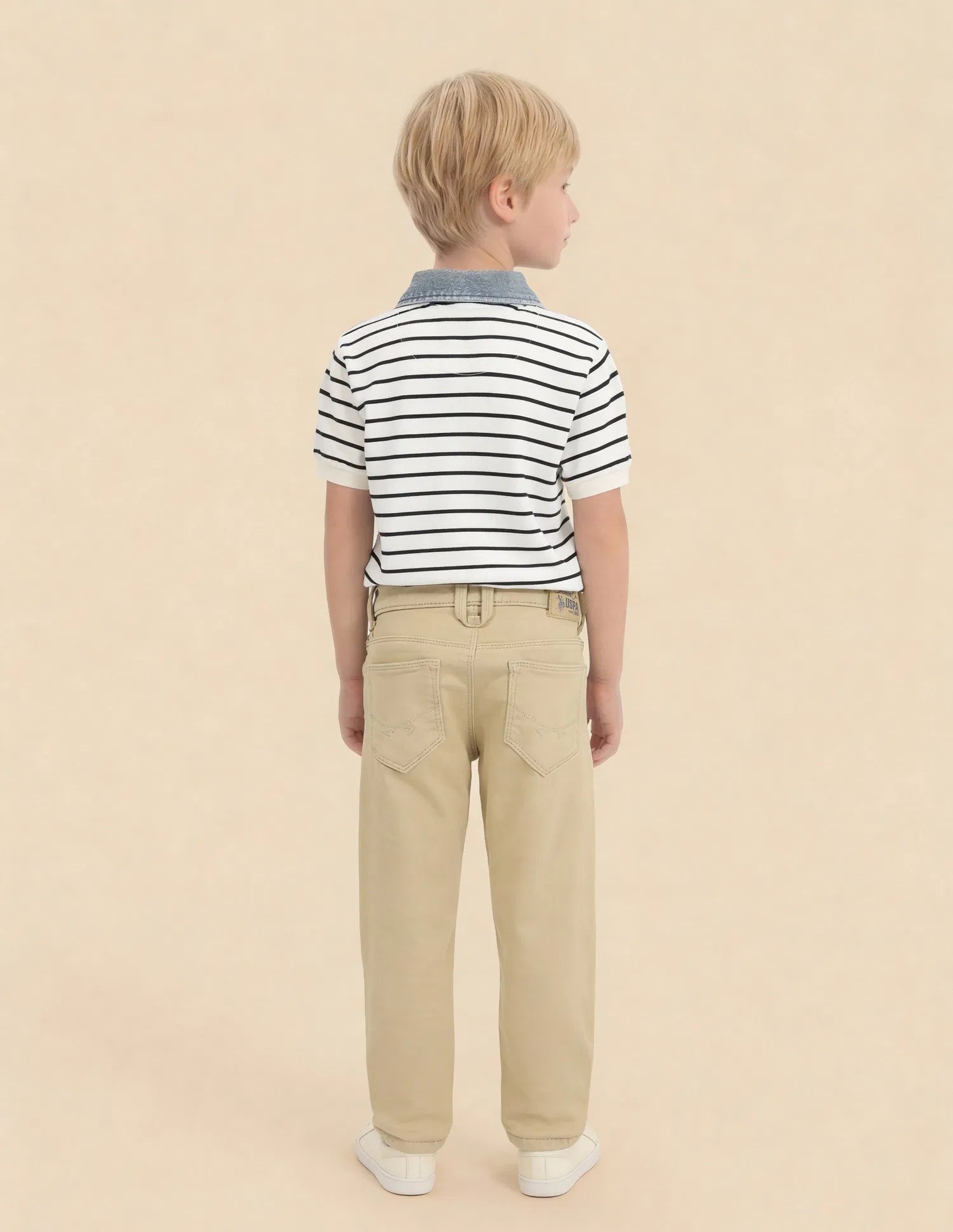 Boys Khaki Cotton Mid Rise Slim Fit Jeans