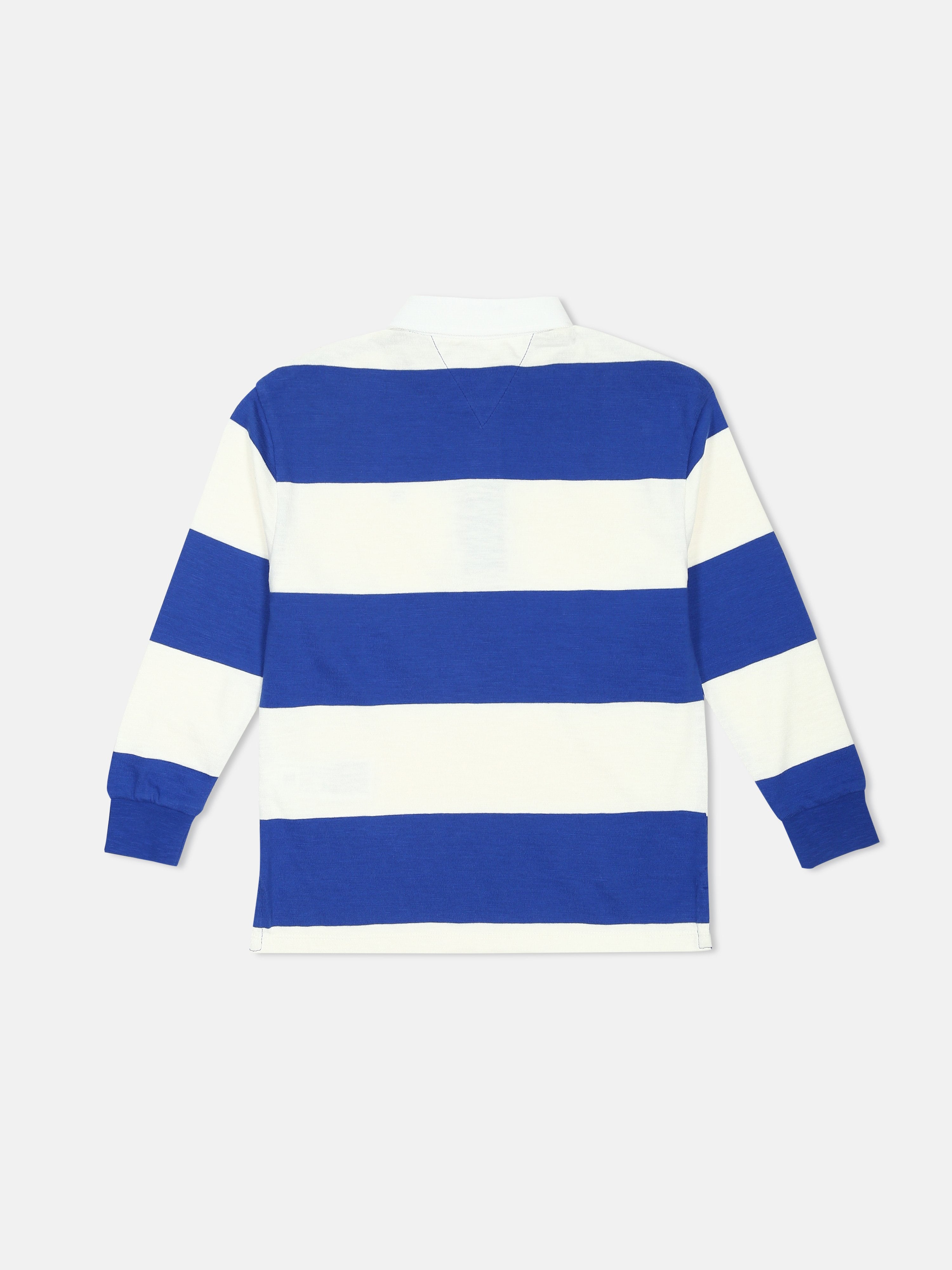 Striped Blue Regenerative Cotton Polo T-Shirt for Boys