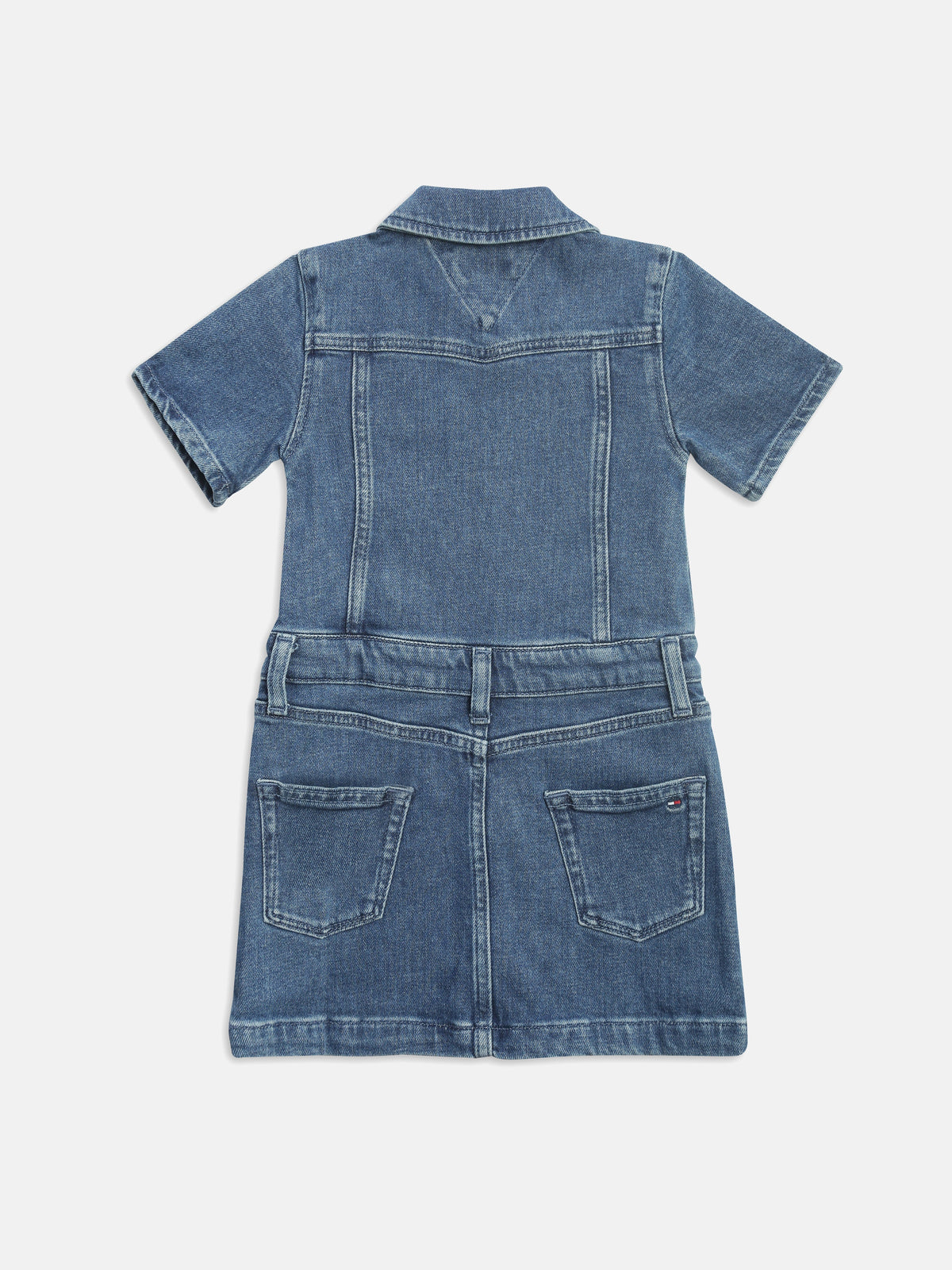 Girls Cotton Spread Collar Denim Dress Classic