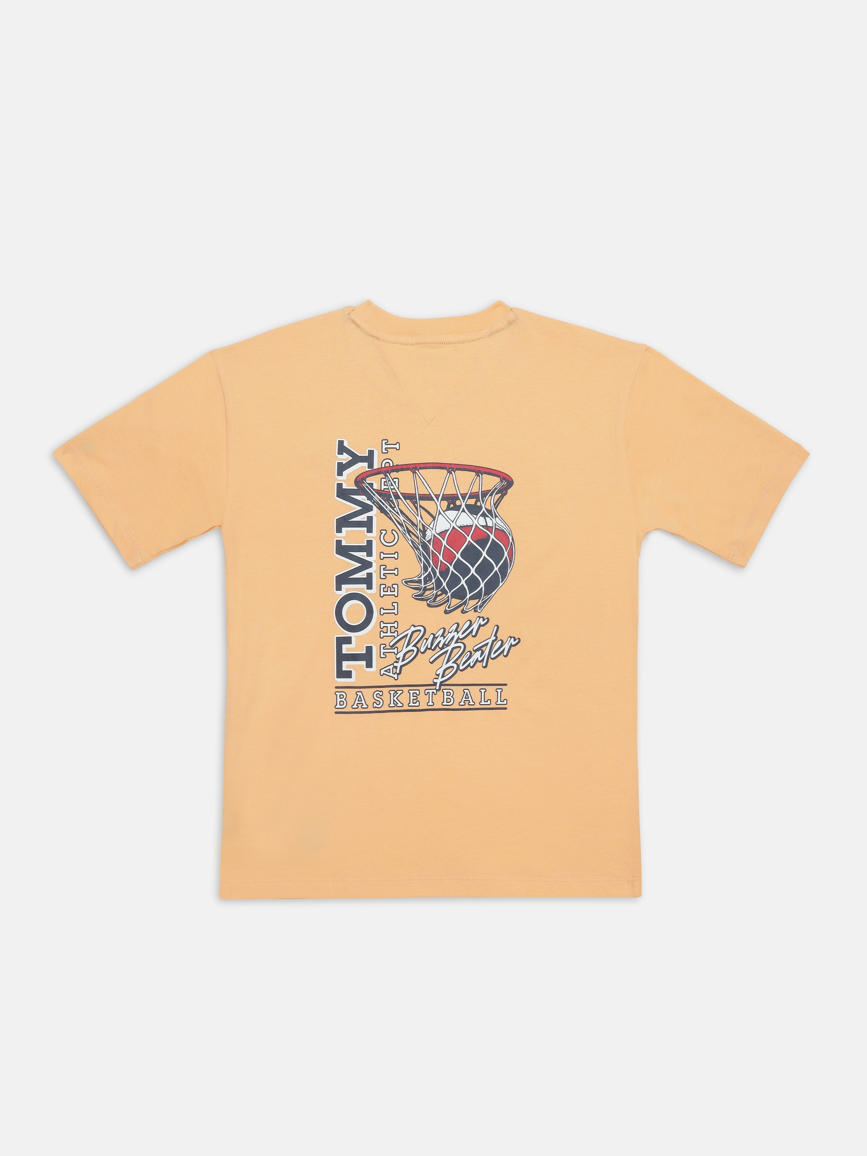 Boys Yellow Graphic Crew Neck Classic Fit T-Shirt