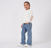 Barided Waist Bootcut Fit Jeans Blue