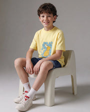 Rare Ones Boys Alarc Cotton Blend T-Shirt - Light Yellow