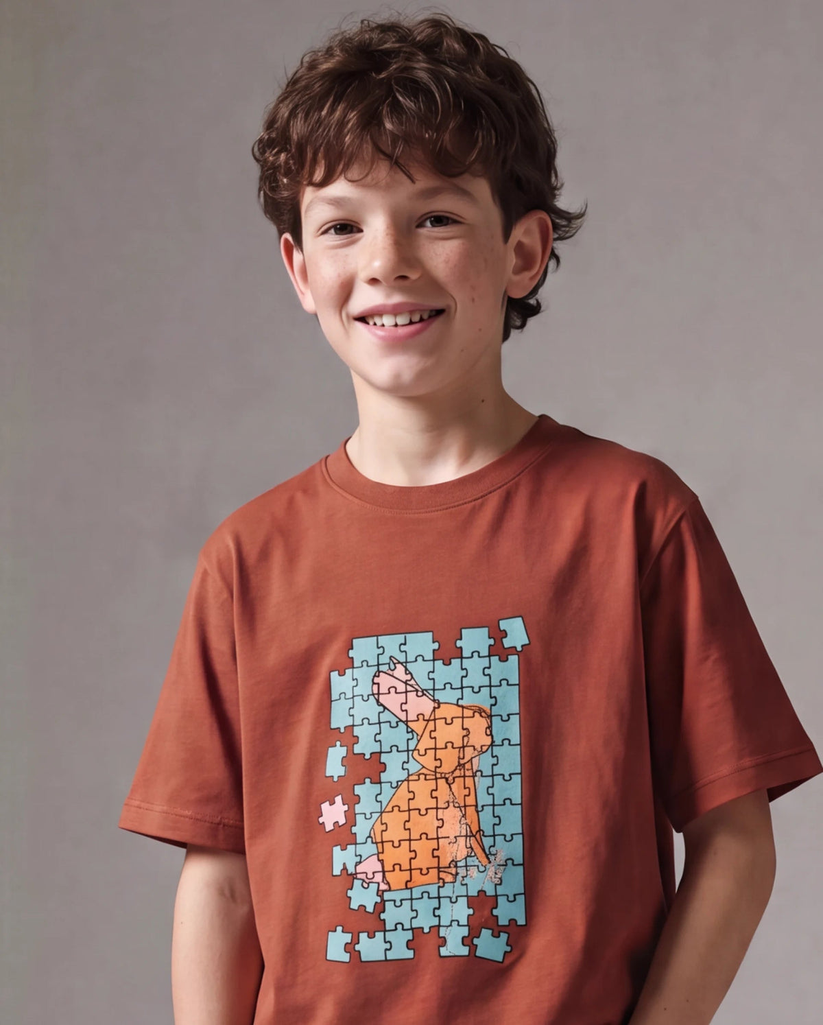 Rare Ones Boys Alarc Regular Fit Cotton Blend T-Shirt - Rust