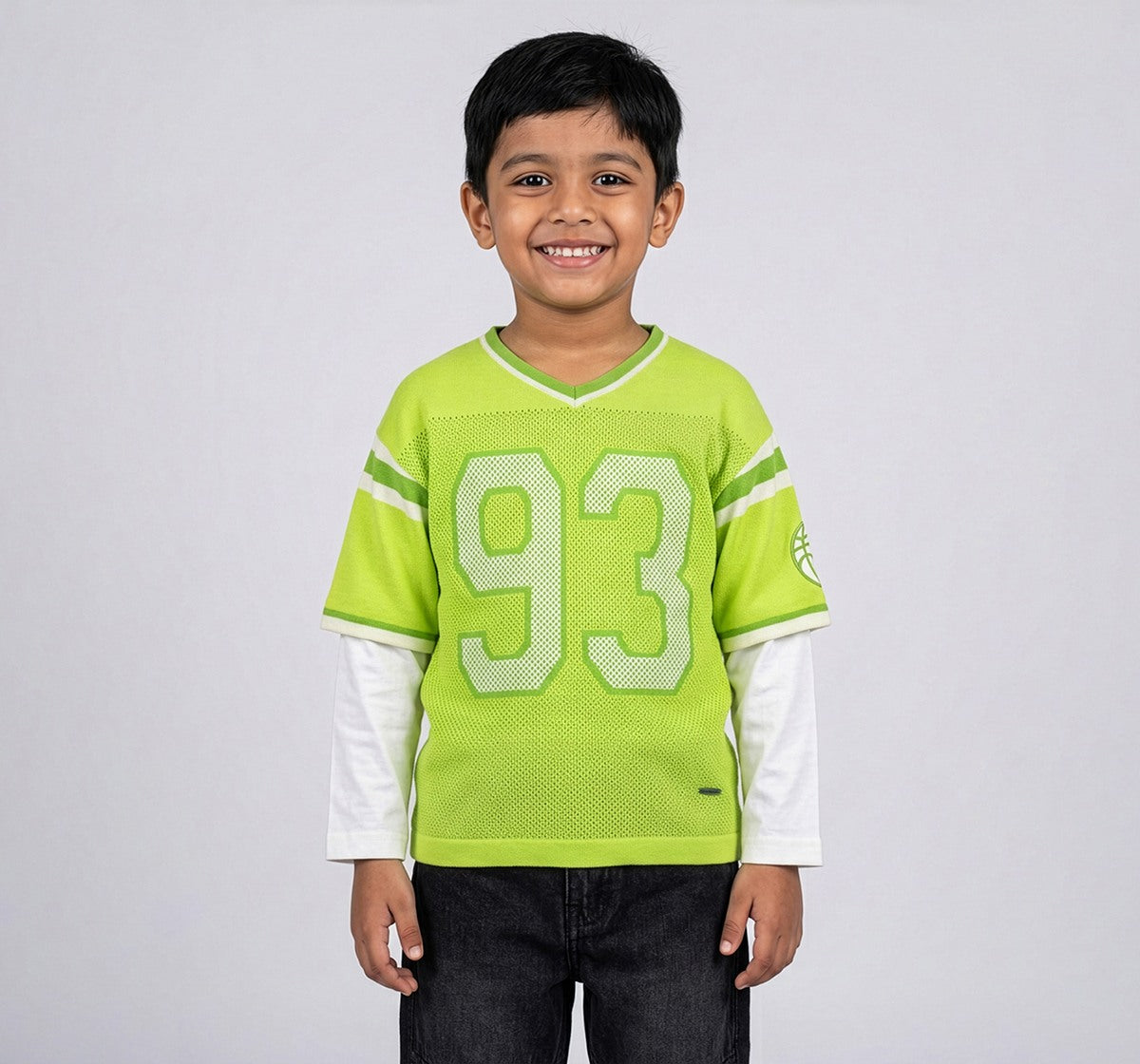 Flatknit T-Shirt with Doctor Sleeve Neon Green