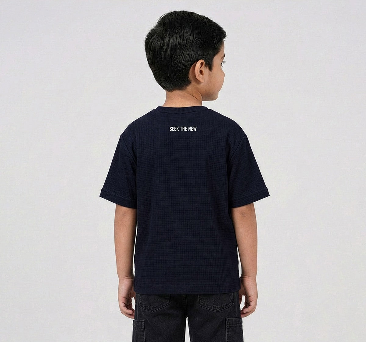 Crew Neck T-Shirt with Pocket Detail Navy