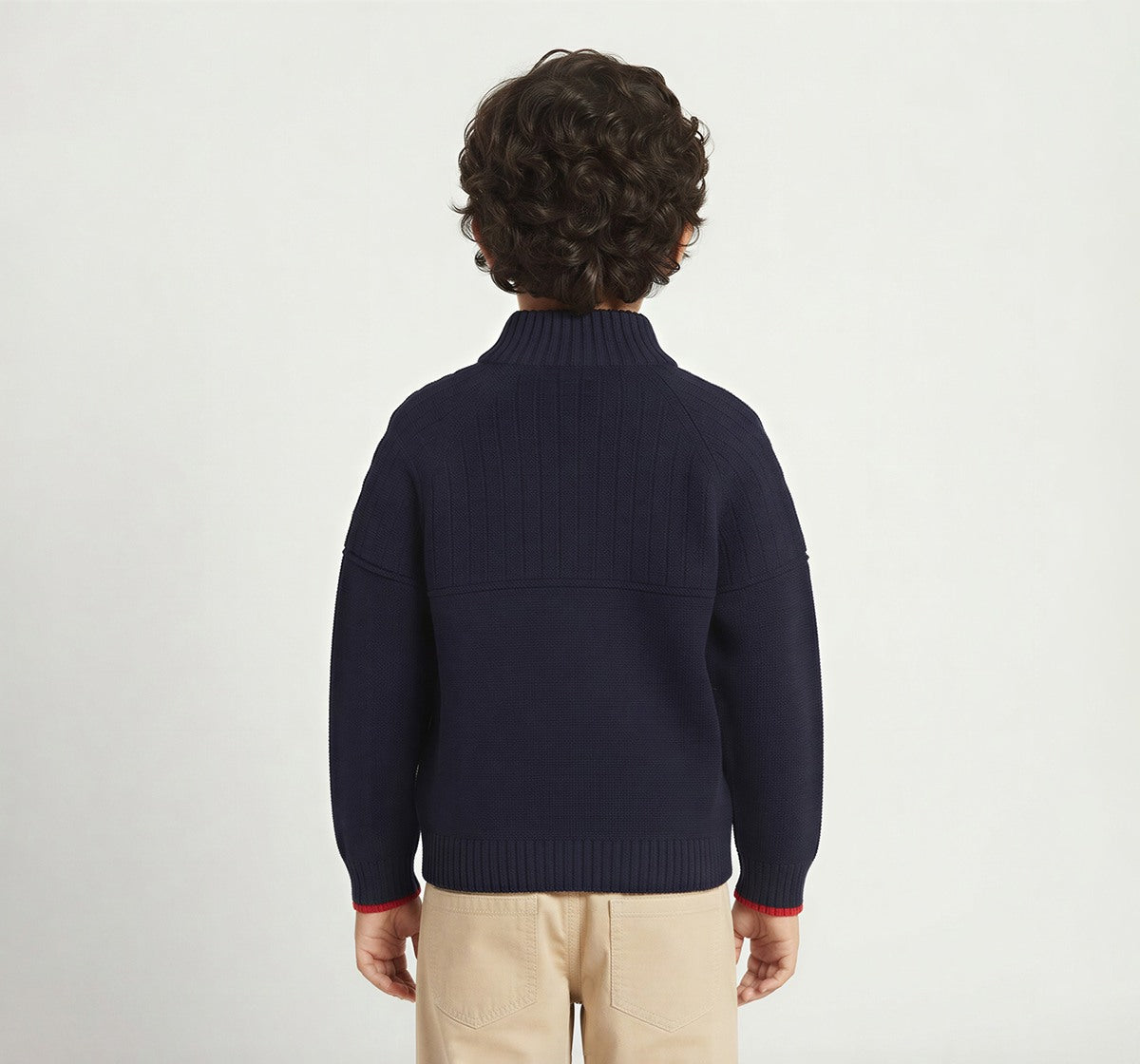 Flat Knit Turtle Neck Sweater Navy