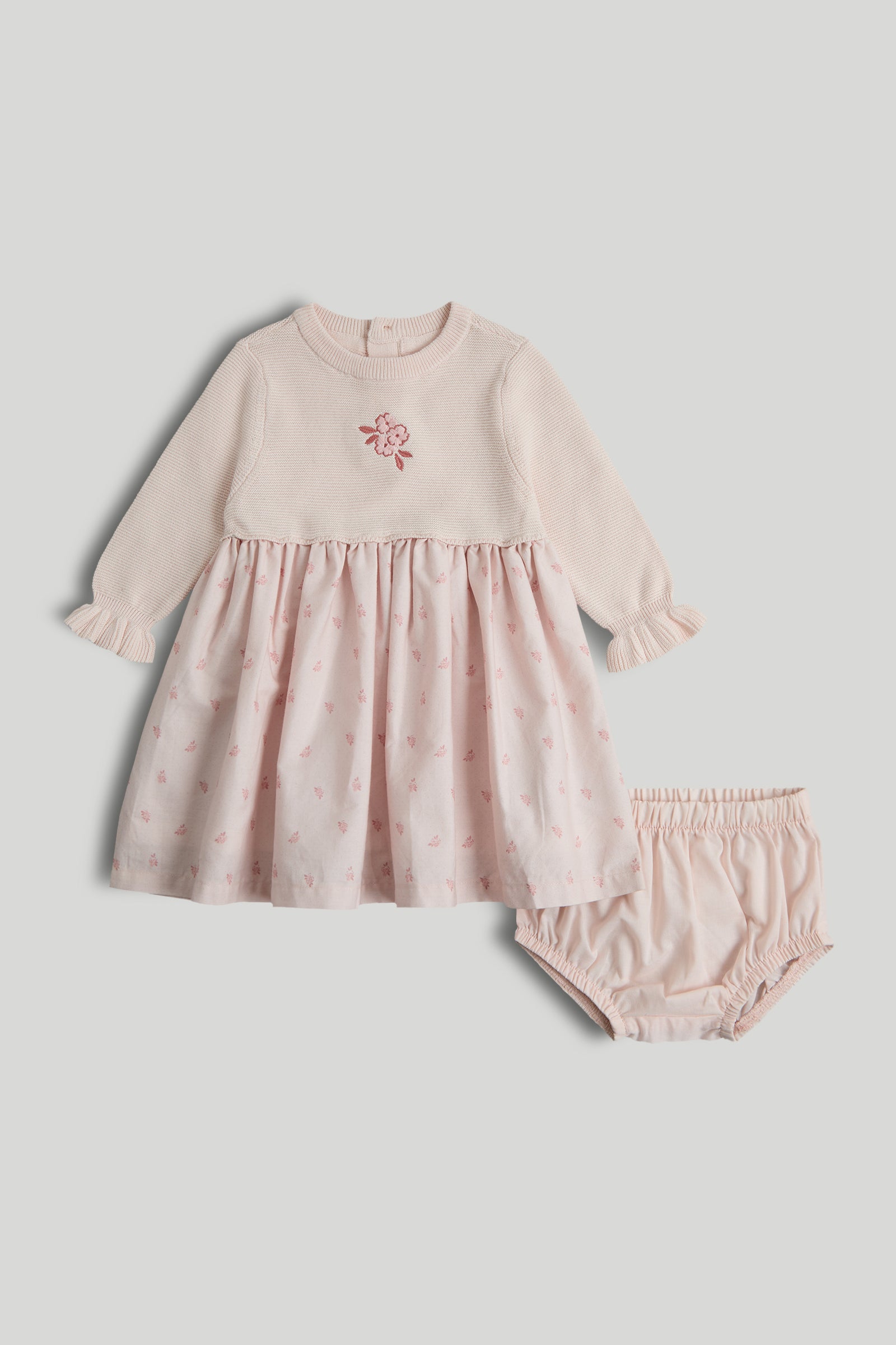 Baby Girls Light Pink Cotton Twofer Dress with Knickers