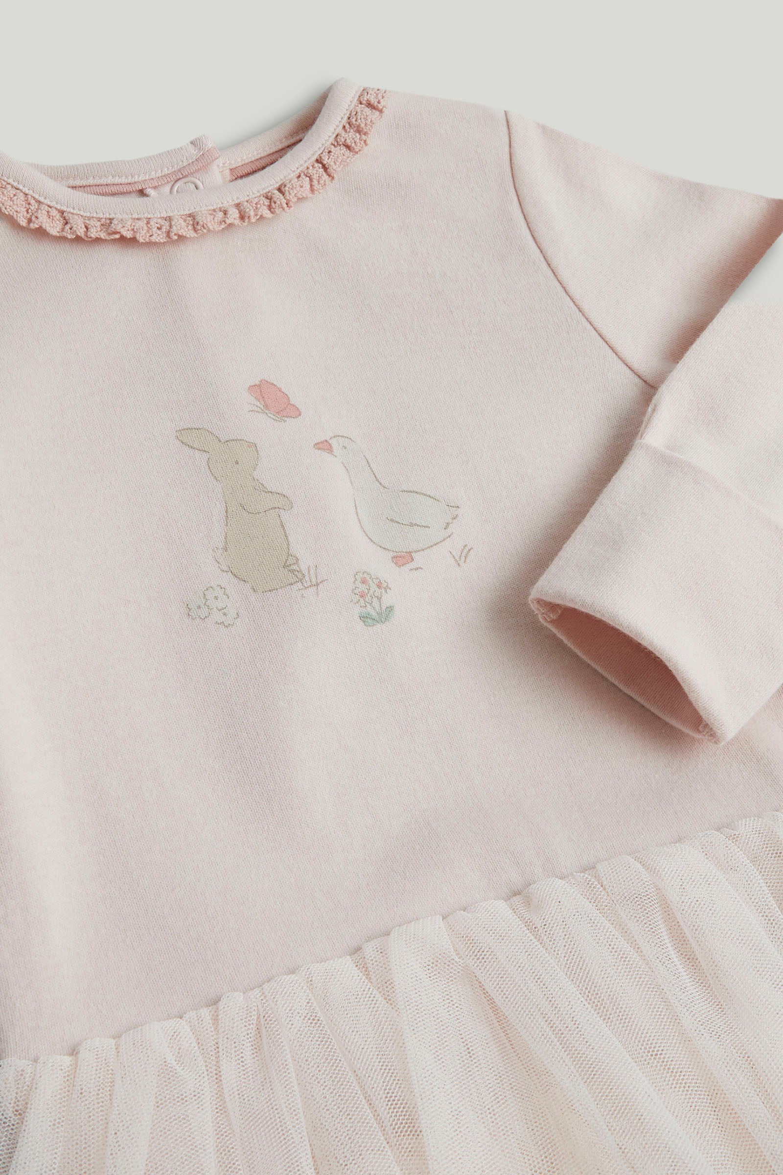 Baby Girls Light Pink Cotton Tutu All-in-One Sleepsuit