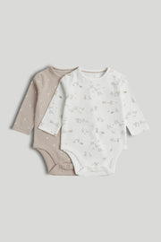 Girls Multi Print Cotton Regular Fit 2-Pack Long Sleeve Bodysuits